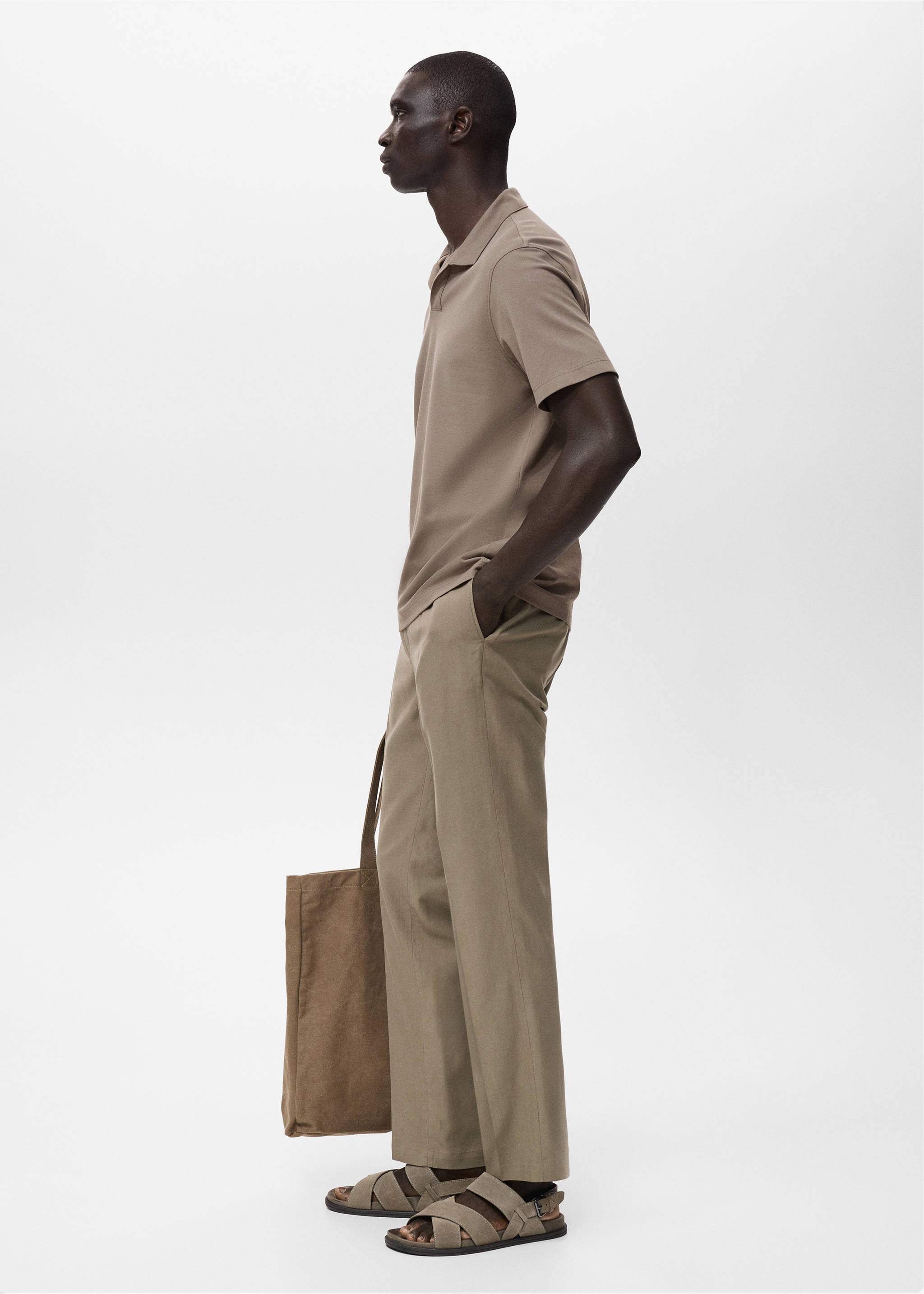 Cotton piqué polo shirt - Details of the article 2, Brown. Ref: 17041231-00.