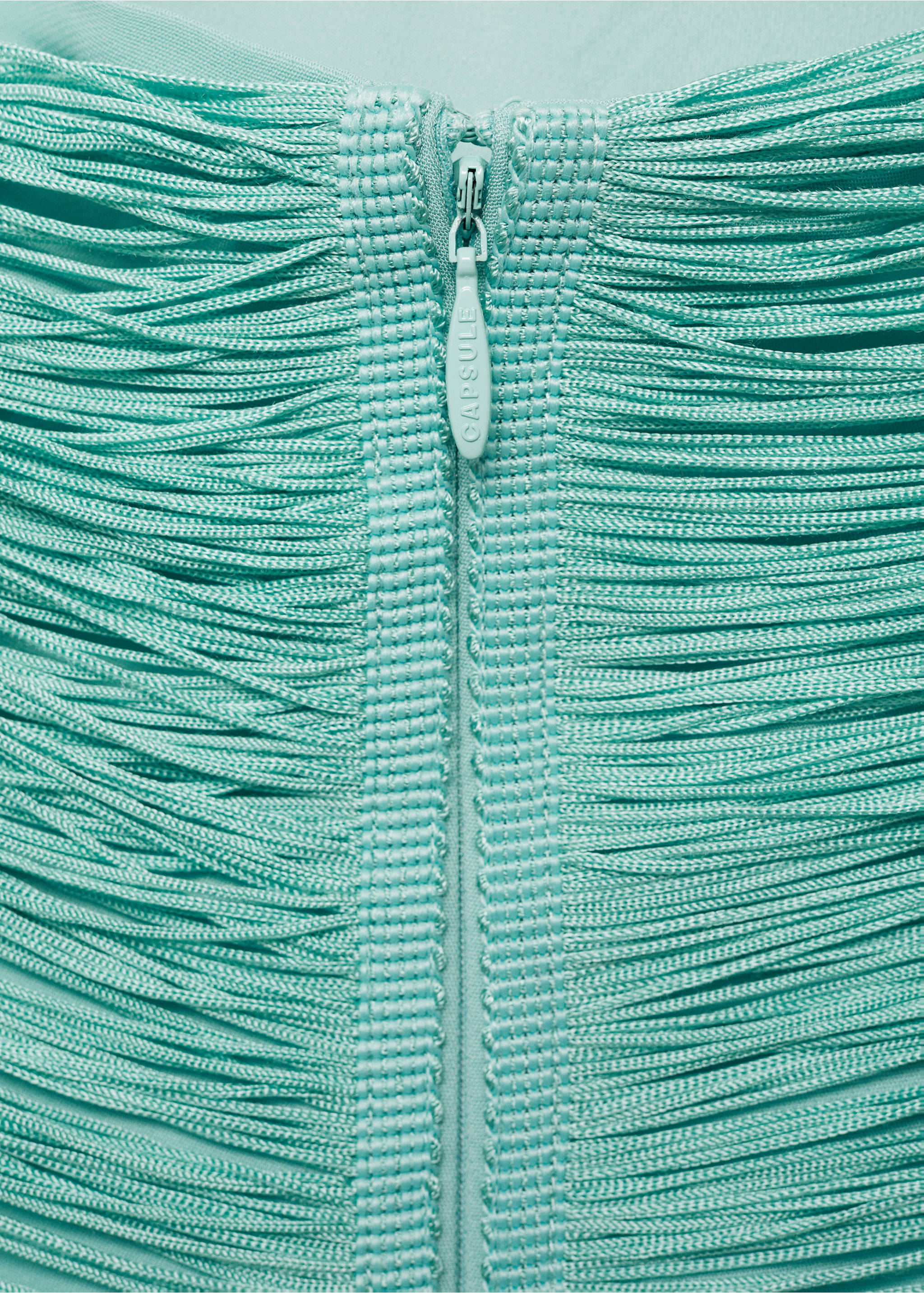Vestido flecos espalda escotada - Detalle del artículo 0, Turquesa. Ref: 17041232-00.
