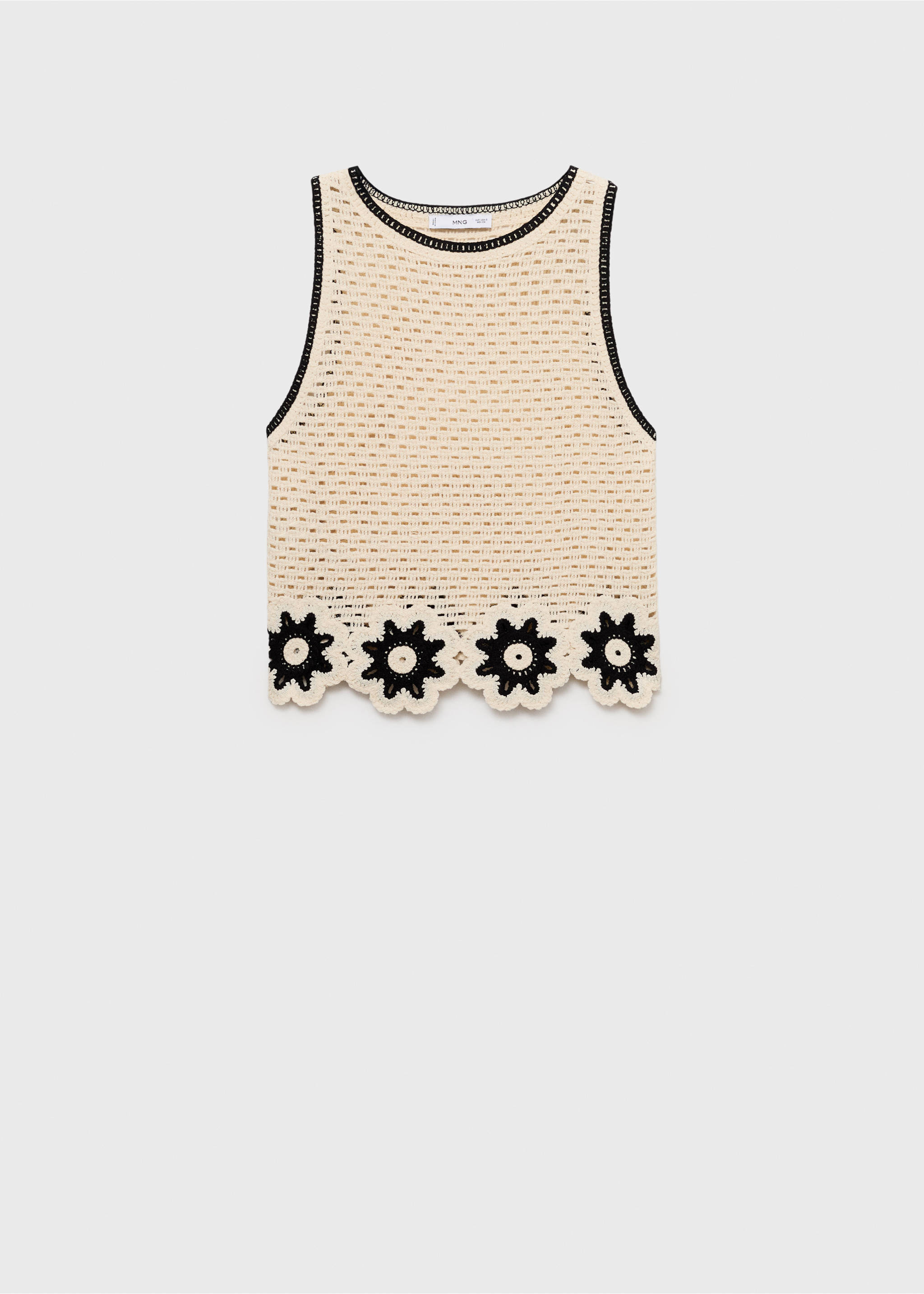 Crochet top with floral finishes - Article without model, Ecru. Ref: 17041237-00.