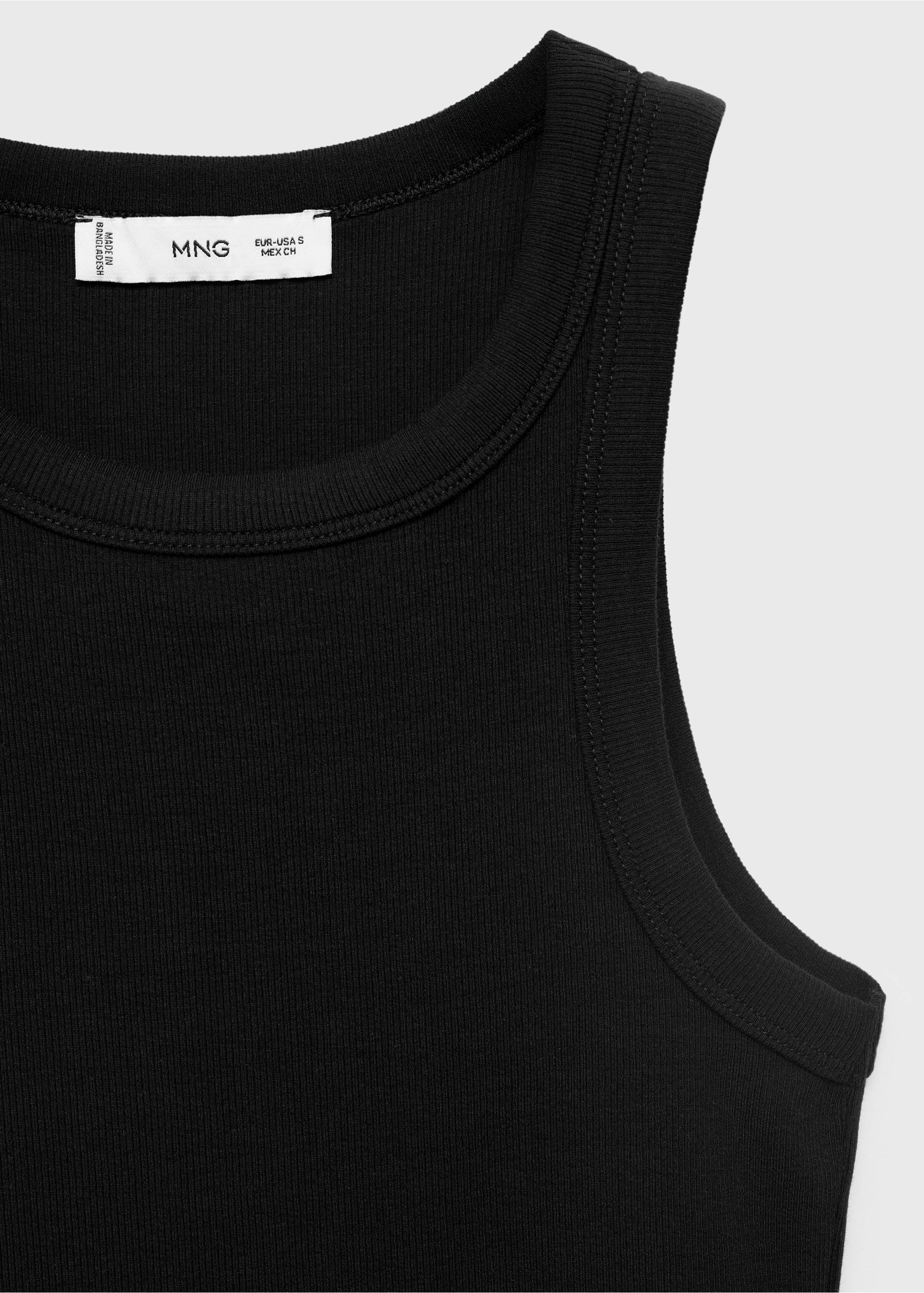 Ribbed cotton-blend top - Details of the article 7, Black. Ref: 17041240-00.