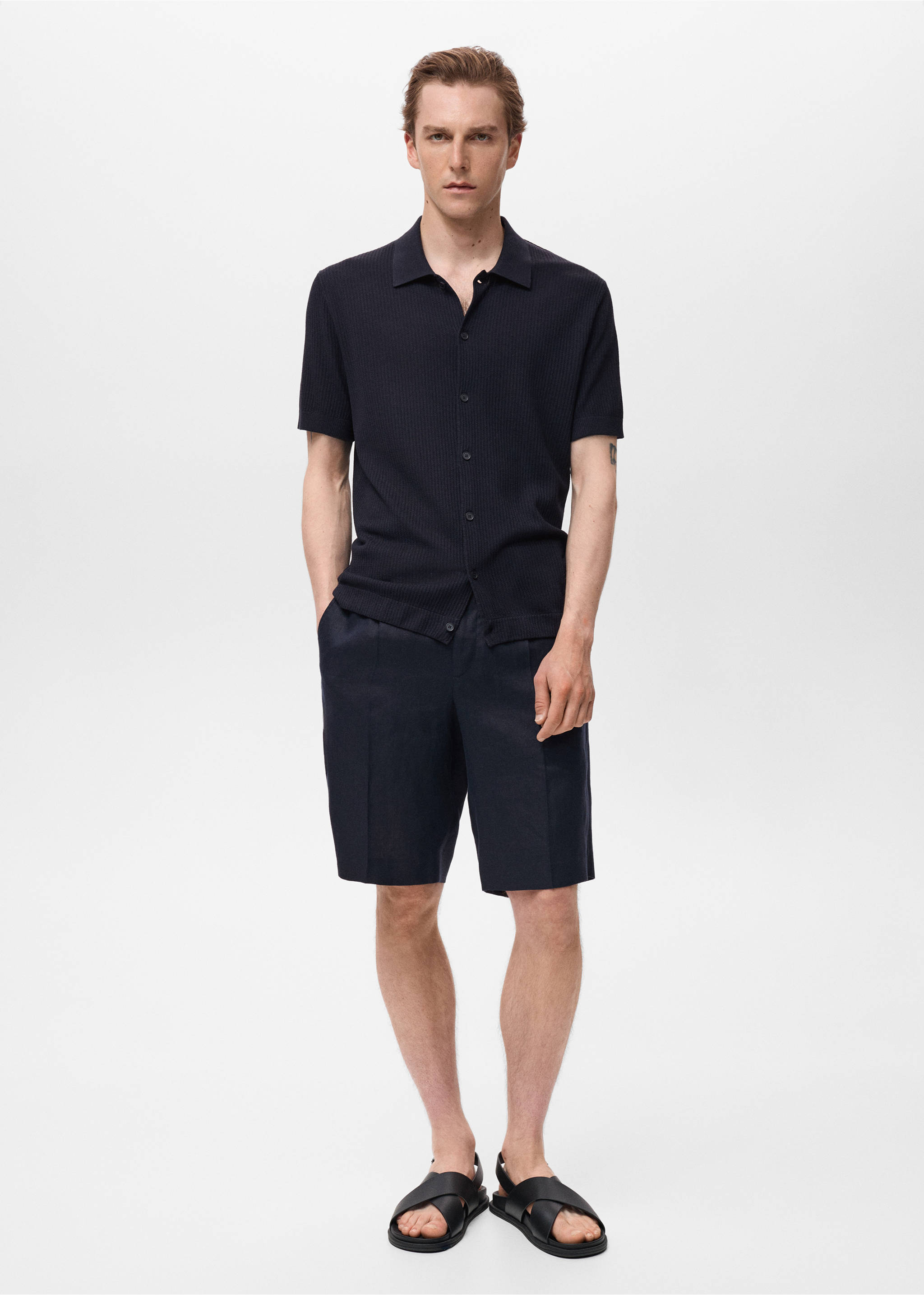 Rib-knit shirt - General plane, Navy. Ref: 17041244-00.