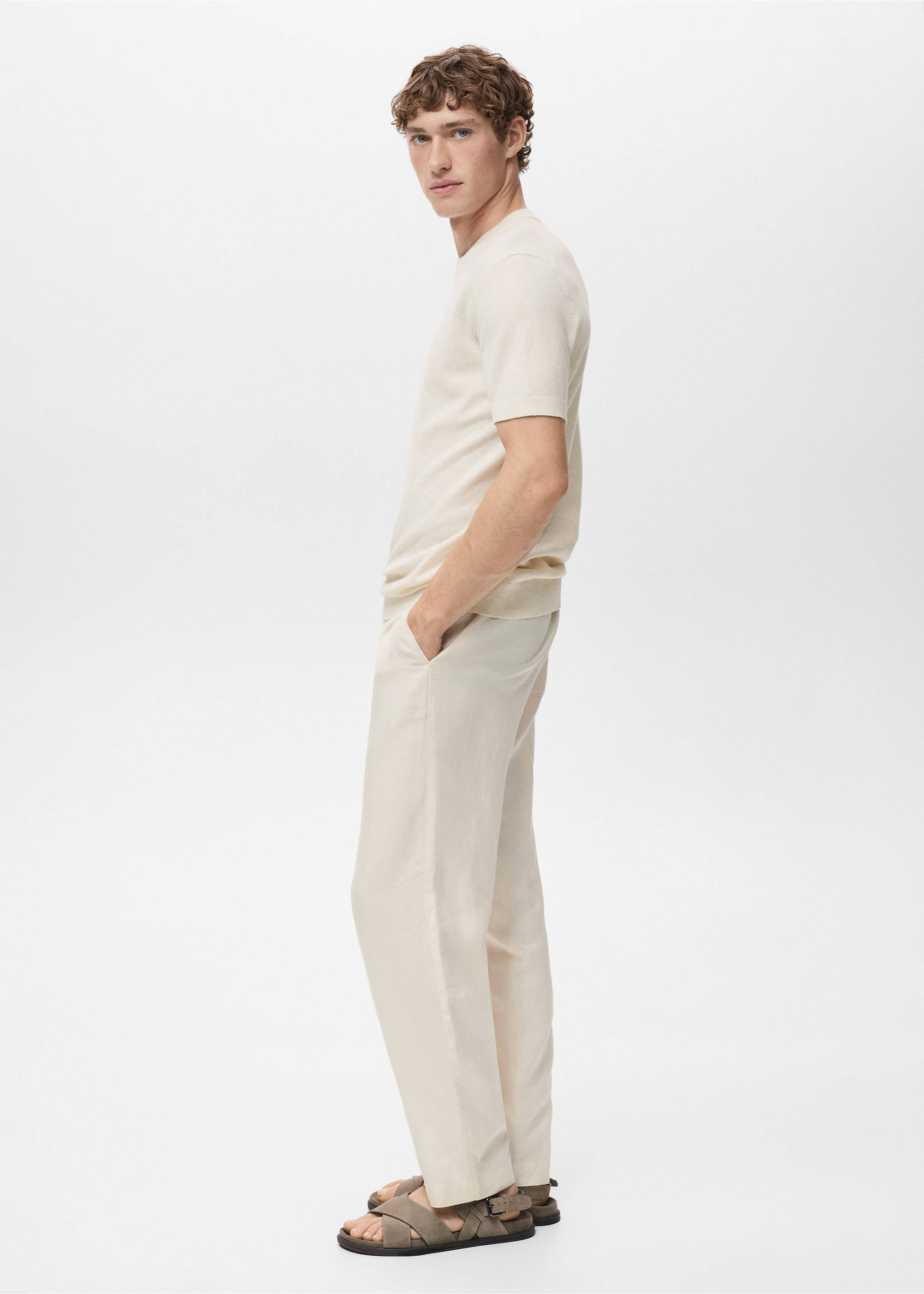 Cotton fine-knit t-shirt - Details of the article 2, Ivory White. Ref: 17041247-00.