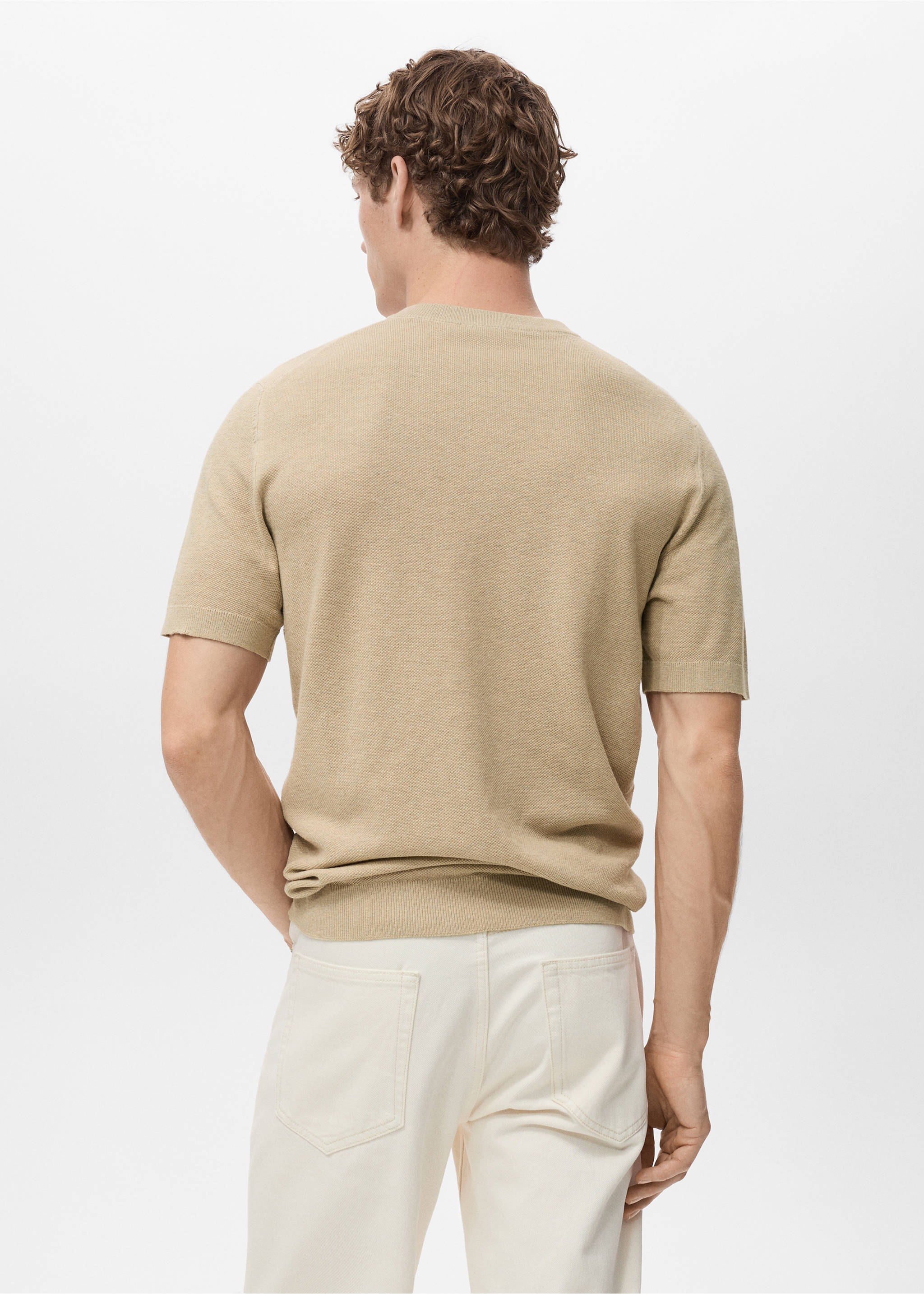 Cotton fine-knit t-shirt - Reverse of the article, Beige. Ref: 17041247-00.