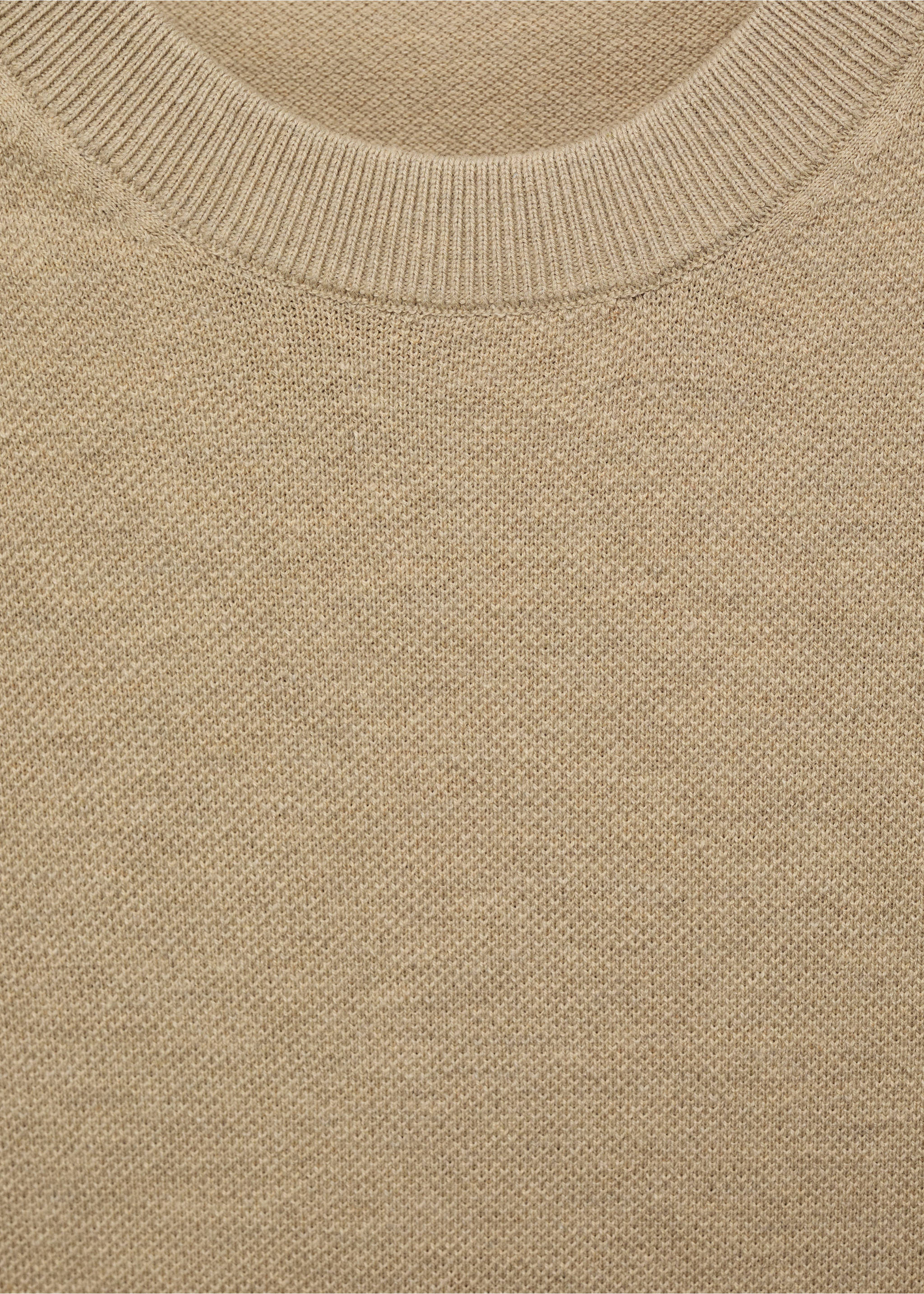 Cotton fine-knit t-shirt - Details of the article 8, Beige. Ref: 17041247-00.