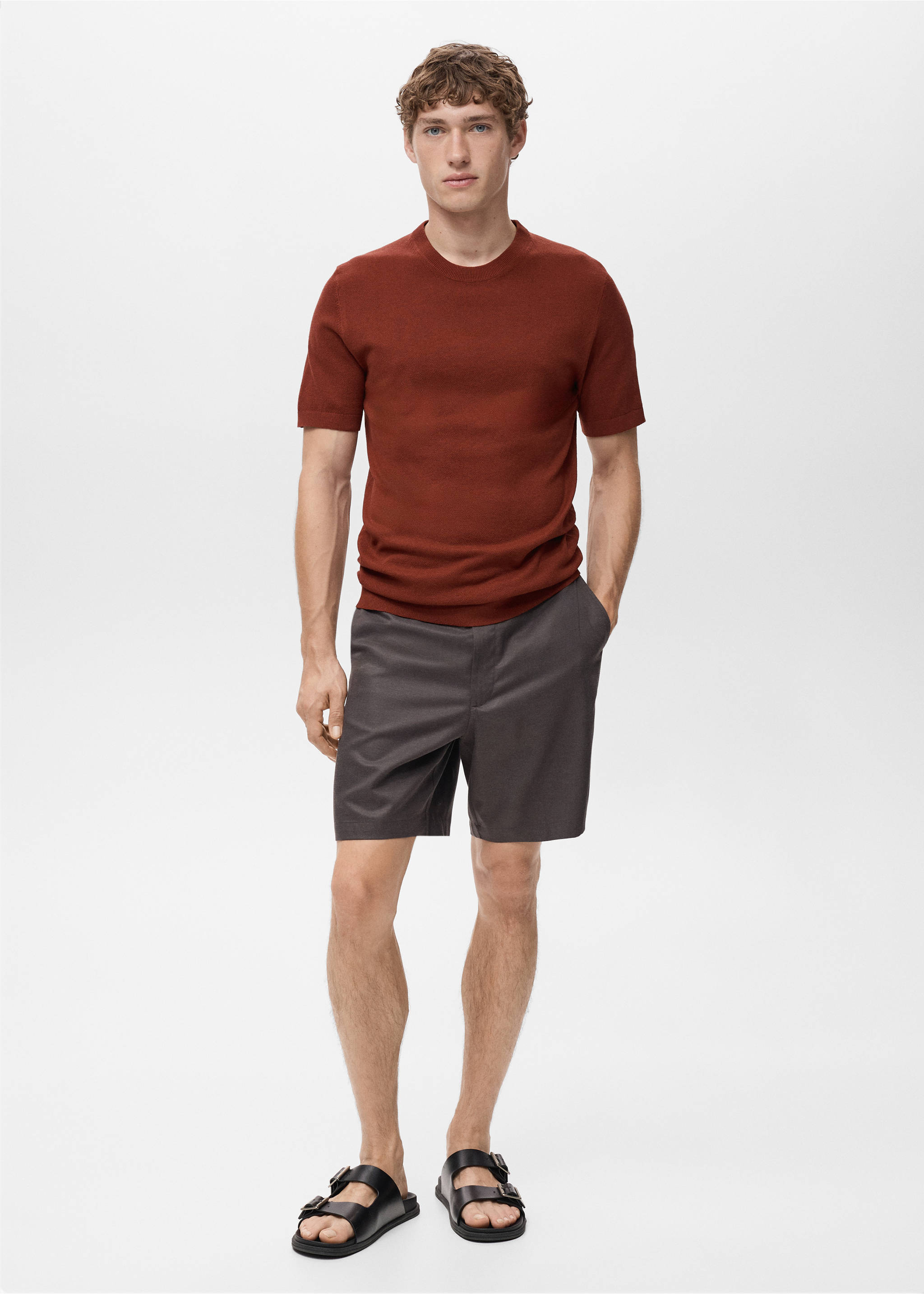 T-shirt maille fine coton - Plan général, Orange brûlé. Ref: 17041247-00.