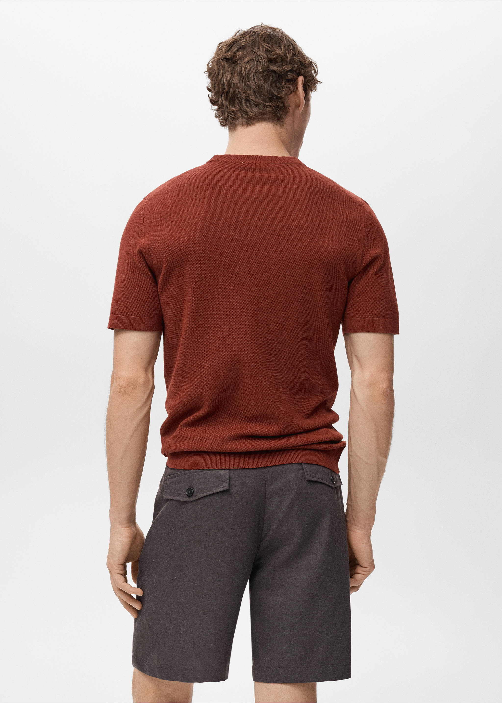 T-shirt maille fine coton - Verso de l’article, Orange brûlé. Ref: 17041247-00.