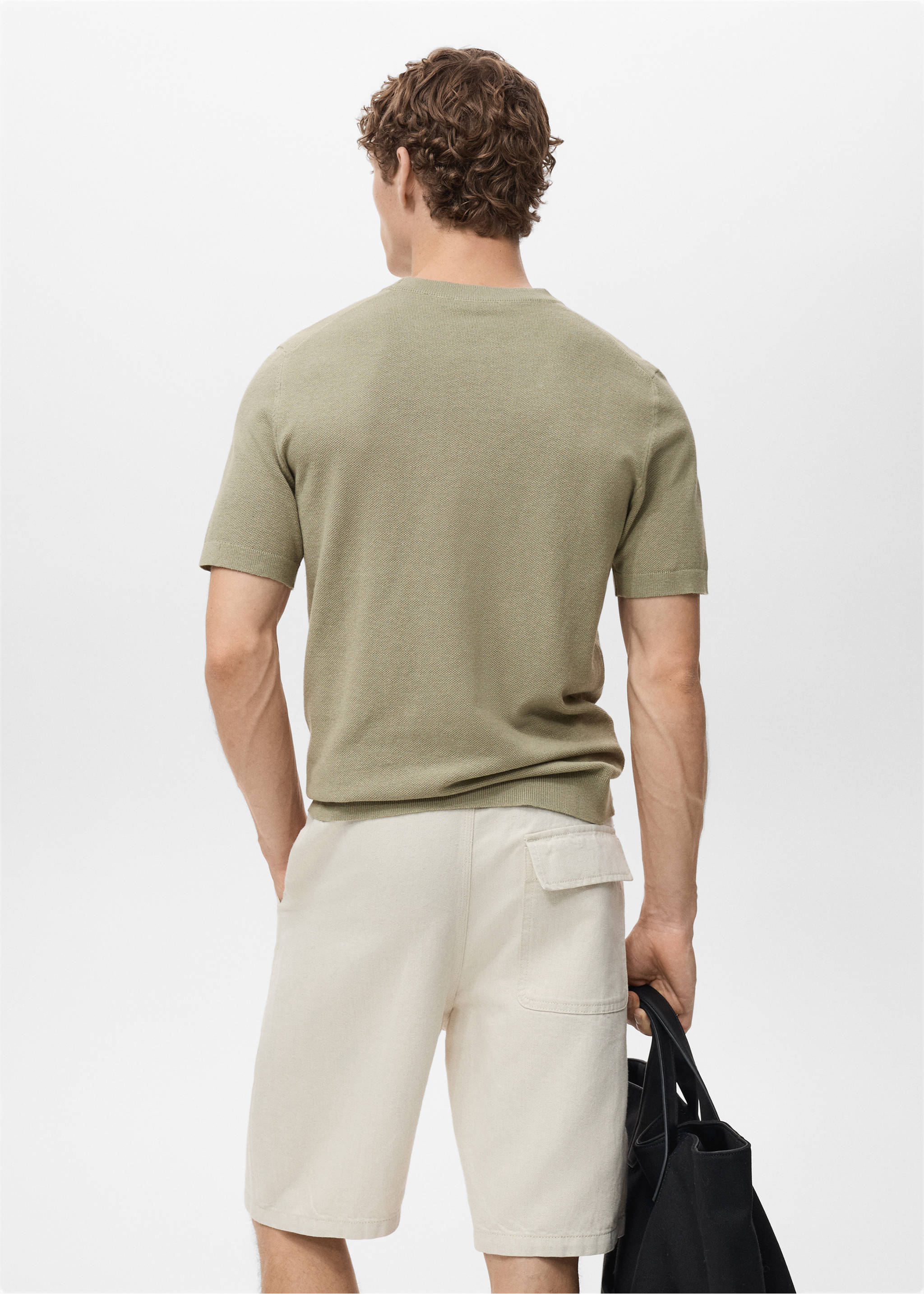 T-shirt maille fine coton - Verso de l’article, Kaki. Ref: 17041247-00.