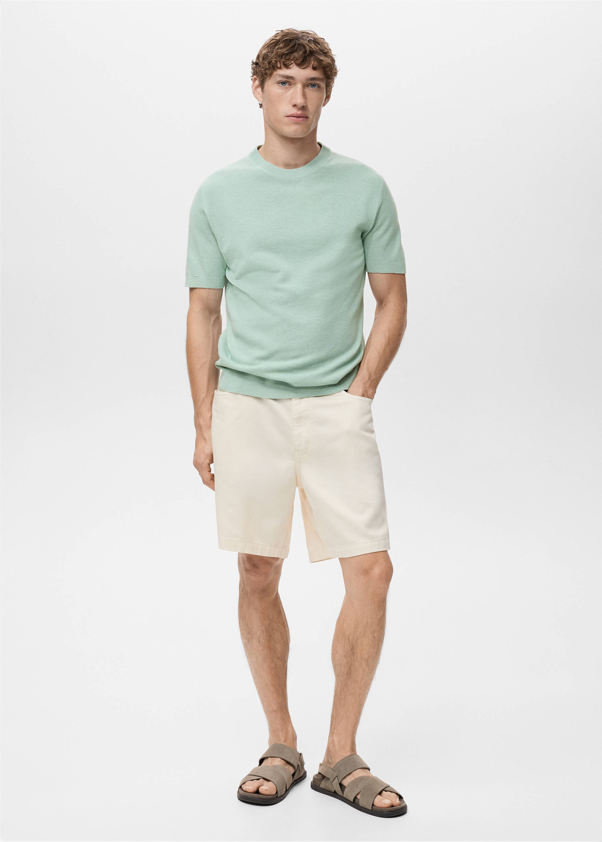 Cotton fine-knit t-shirt - General plane, Turquoise. Ref: 17041247-00.