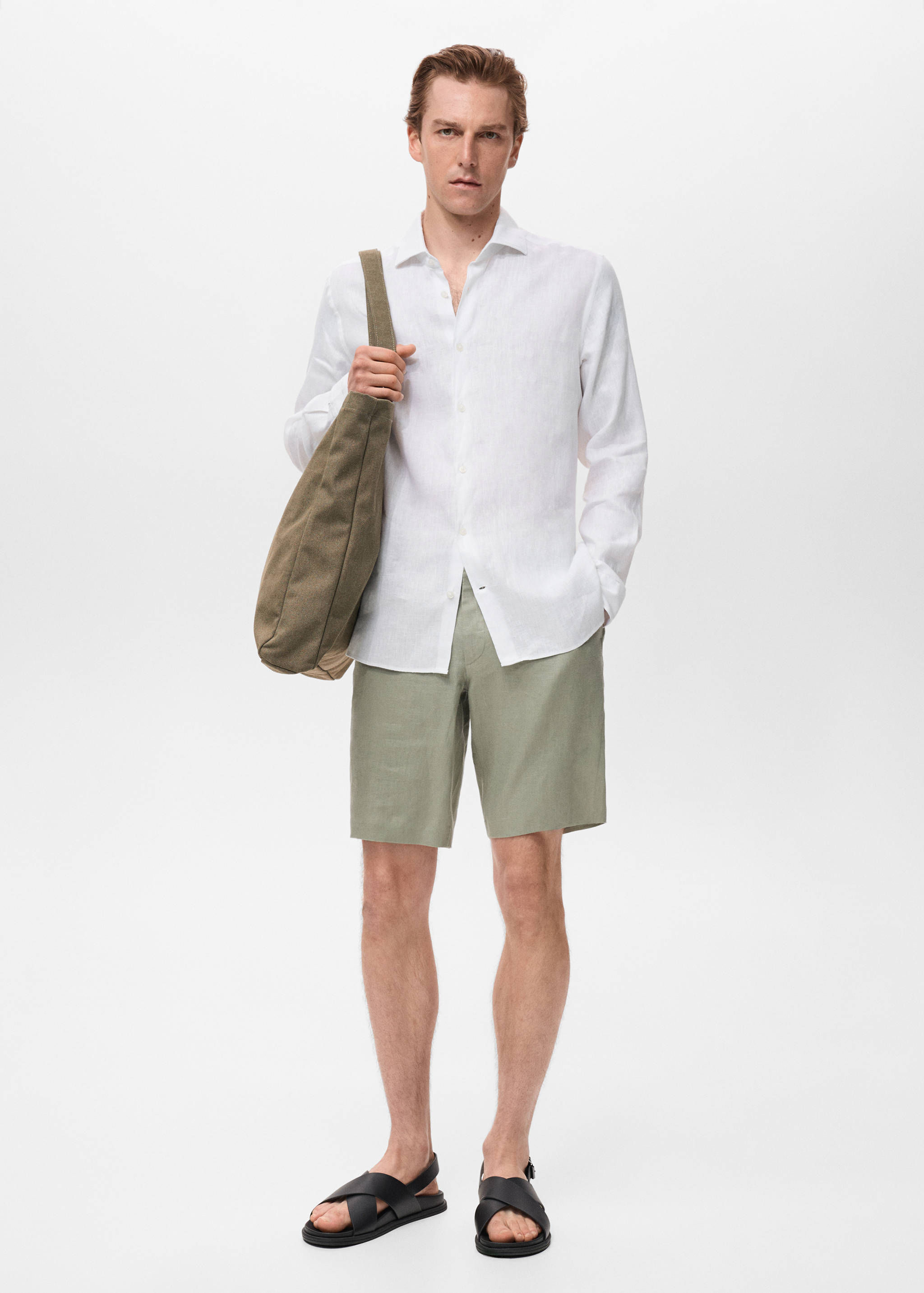 100% linen slim-fit shirt - General plane