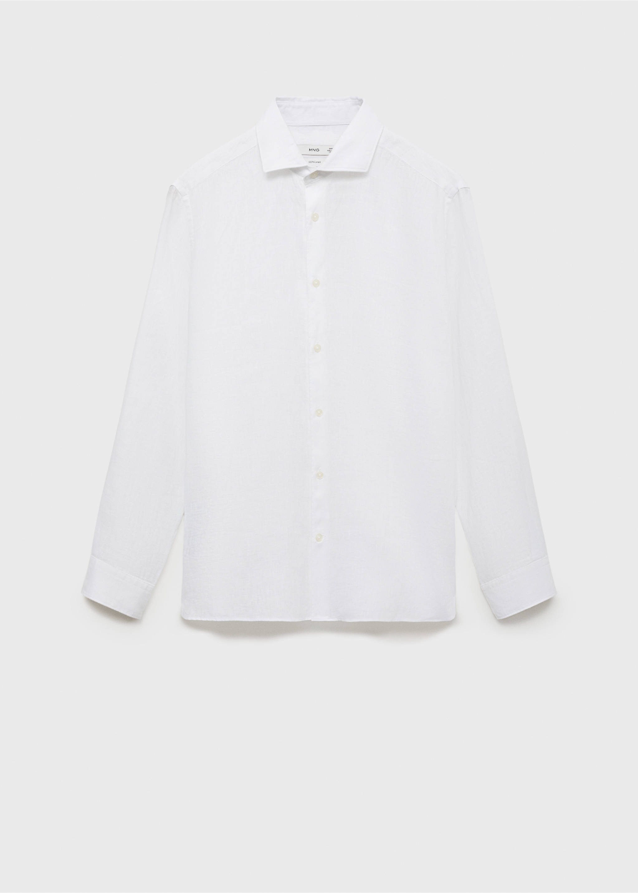 100% linen slim-fit shirt - Article without model, White. Ref: 17041248-00.