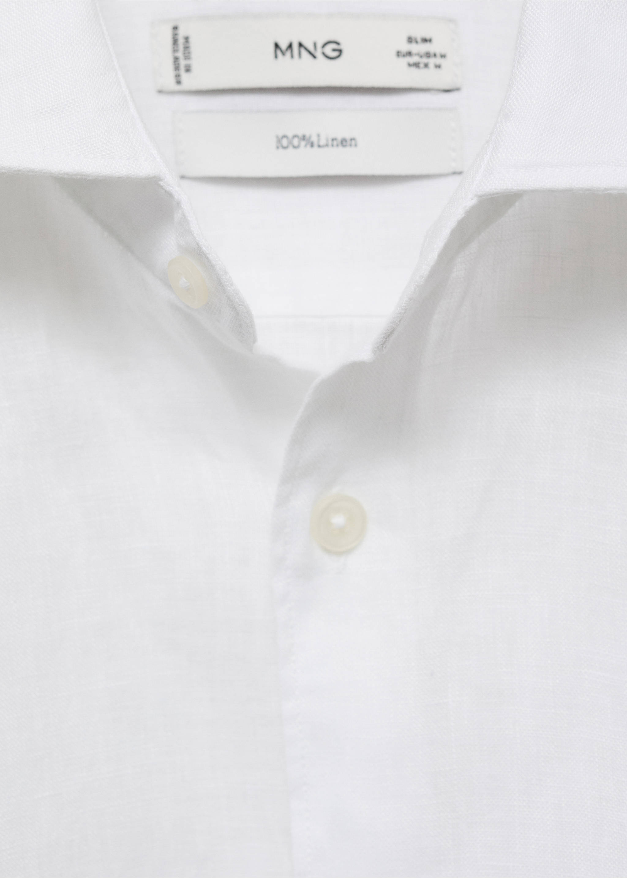 100% linen slim-fit shirt - Details of the article 0, White. Ref: 17041248-00.