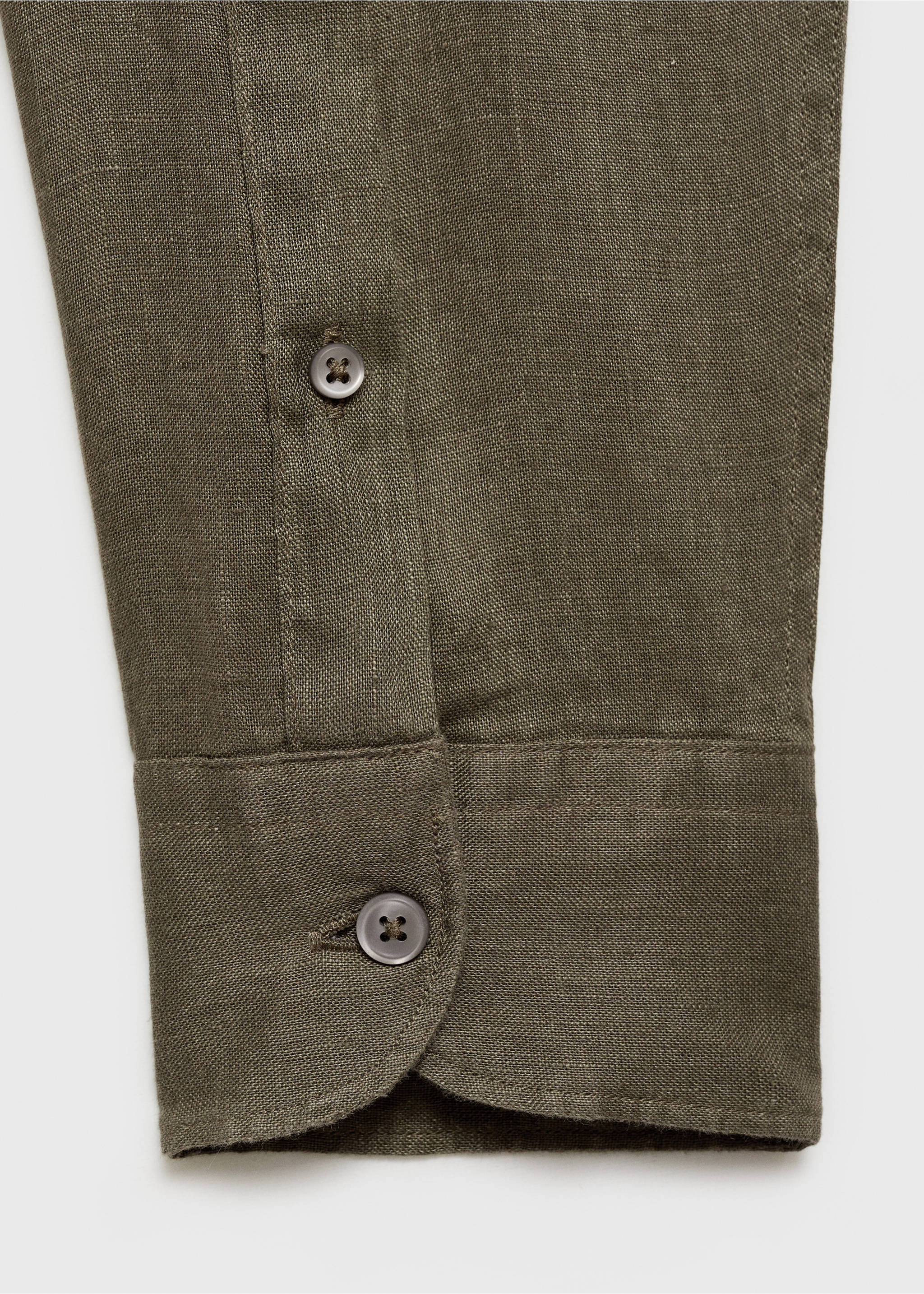 100% linen slim-fit shirt - Details of the article 0, Khaki. Ref: 17041248-00.