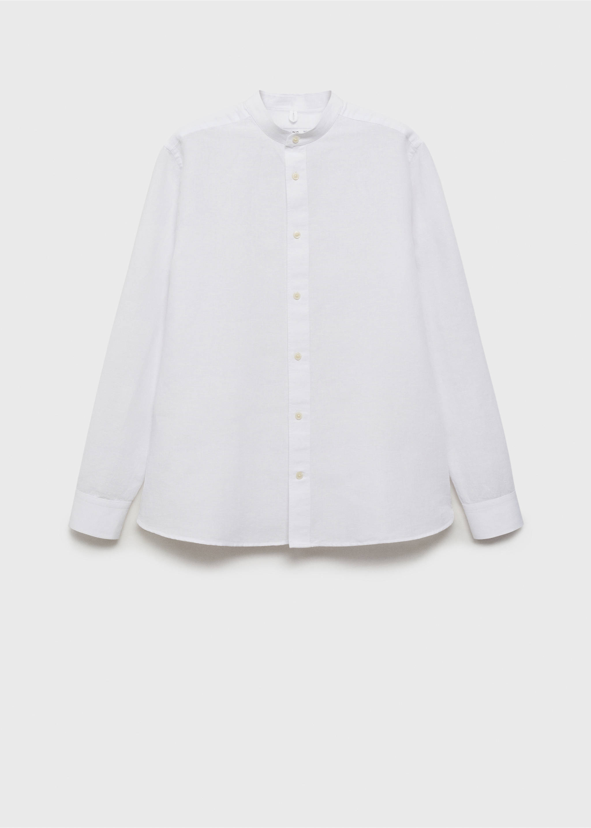 Mao collar linen shirt - Article without model, White. Ref: 17041249-00.