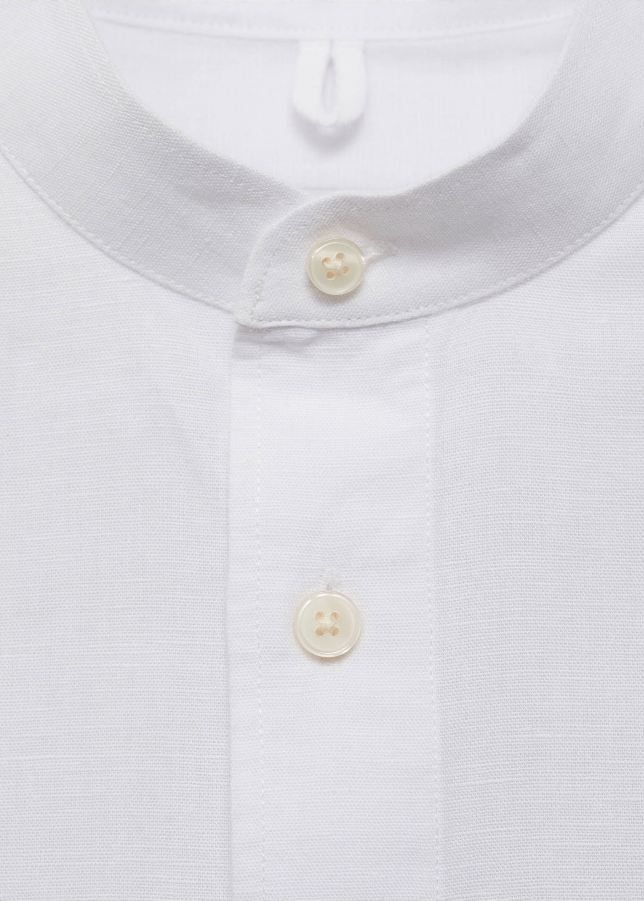 Mao collar linen shirt - Details of the article 8, White. Ref: 17041249-00.