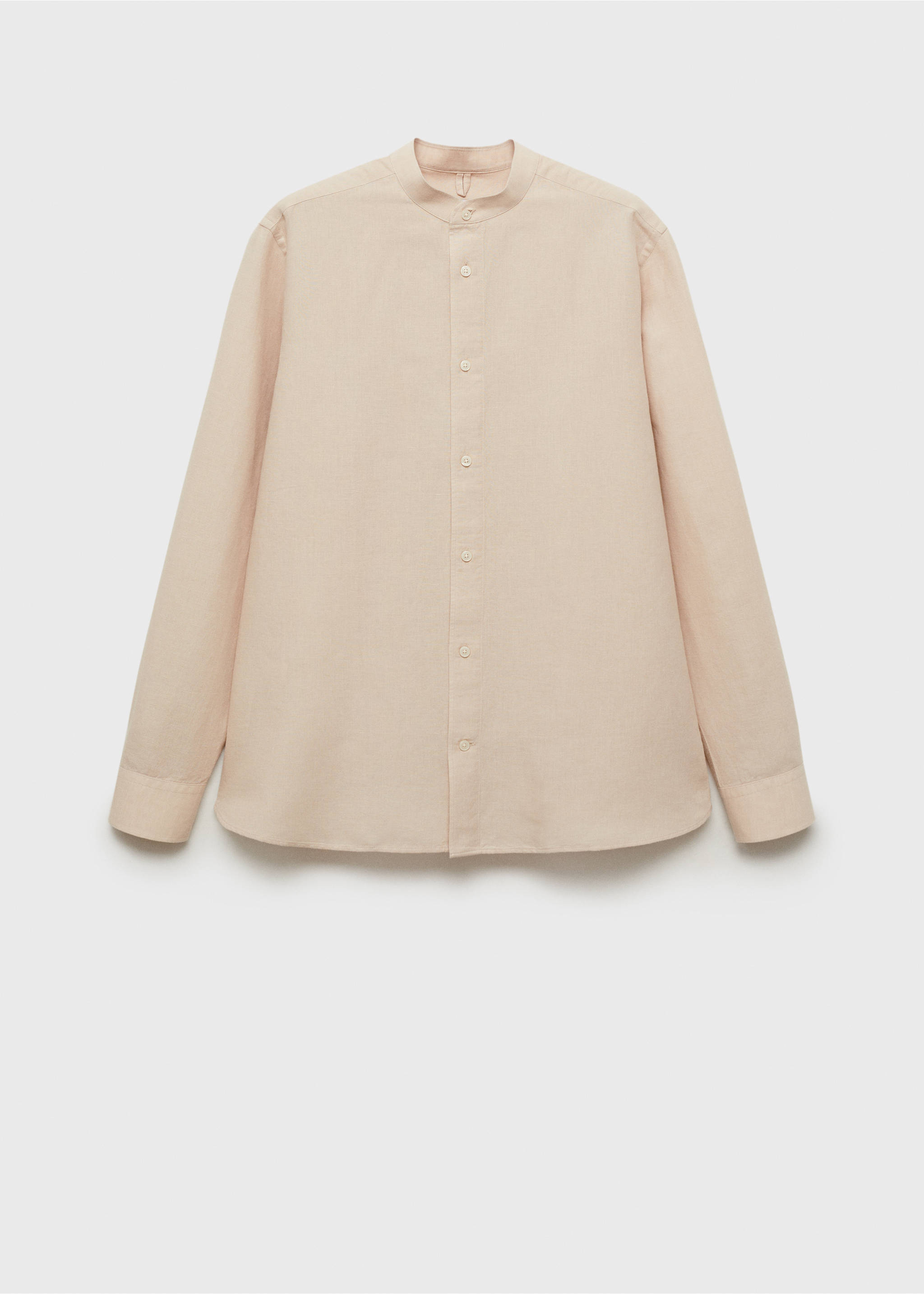 Mao collar linen shirt - Article without model, Sand. Ref: 17041249-00.