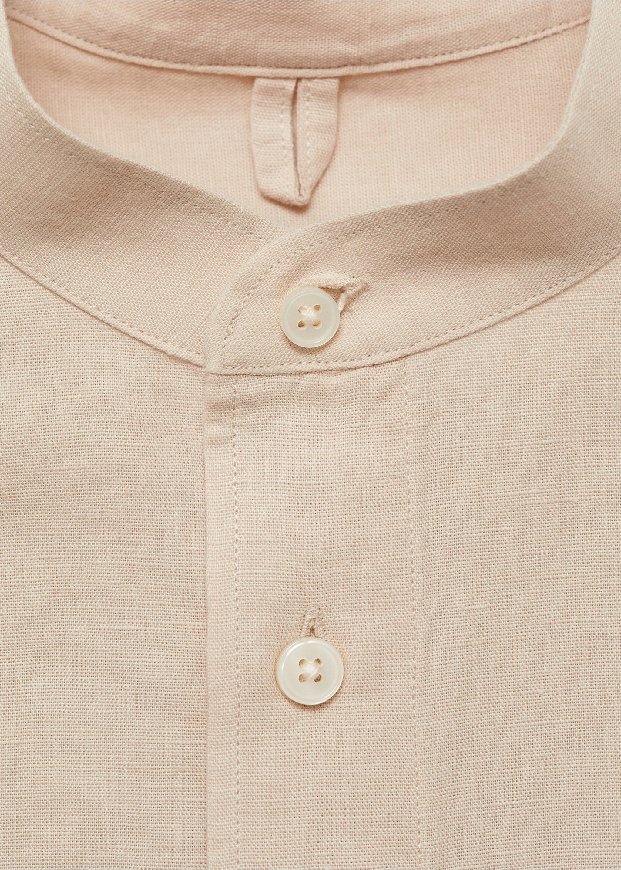 Mao collar linen shirt - Details of the article 8, Sand. Ref: 17041249-00.