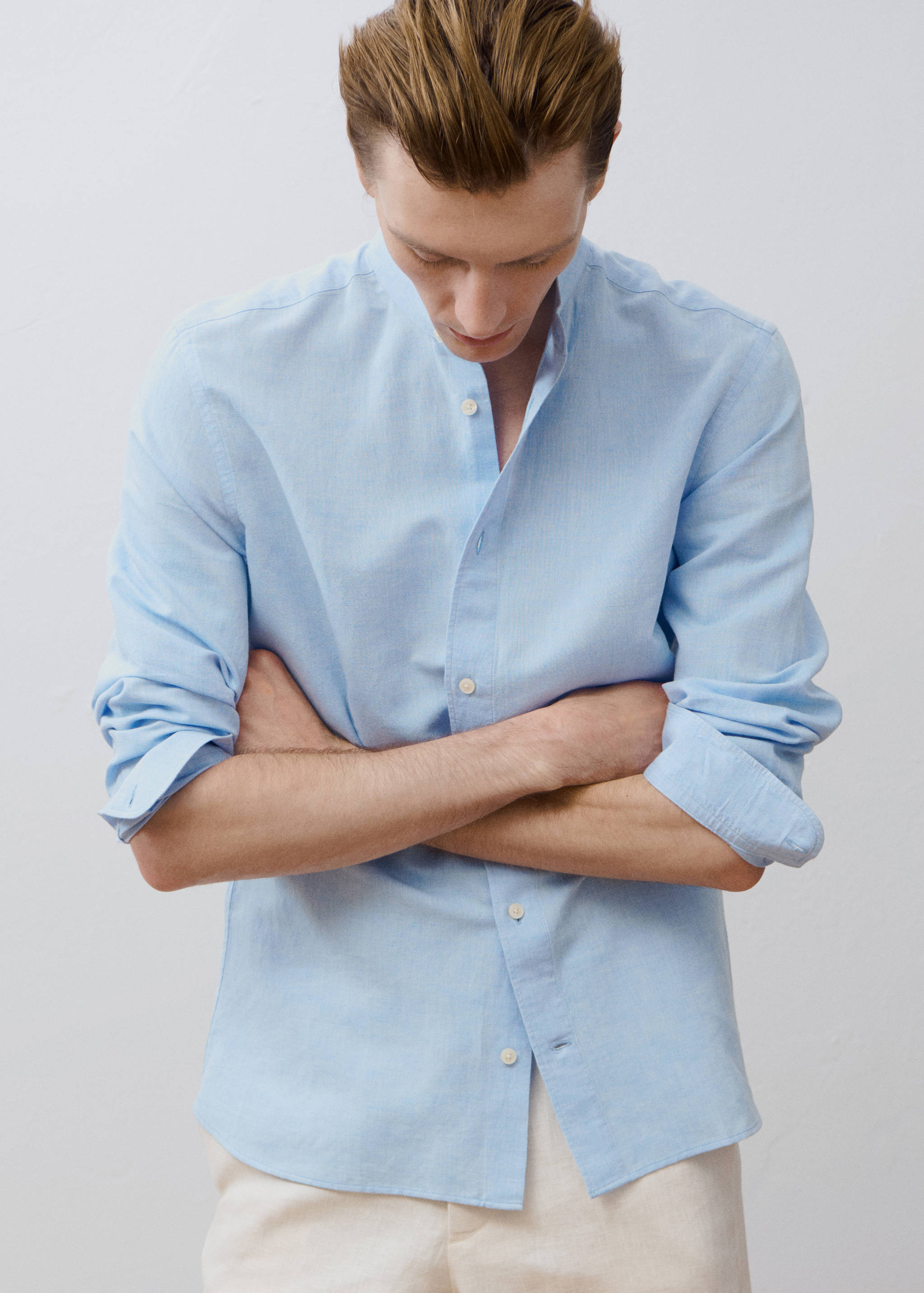 Mao collar linen shirt - Details of the article 5