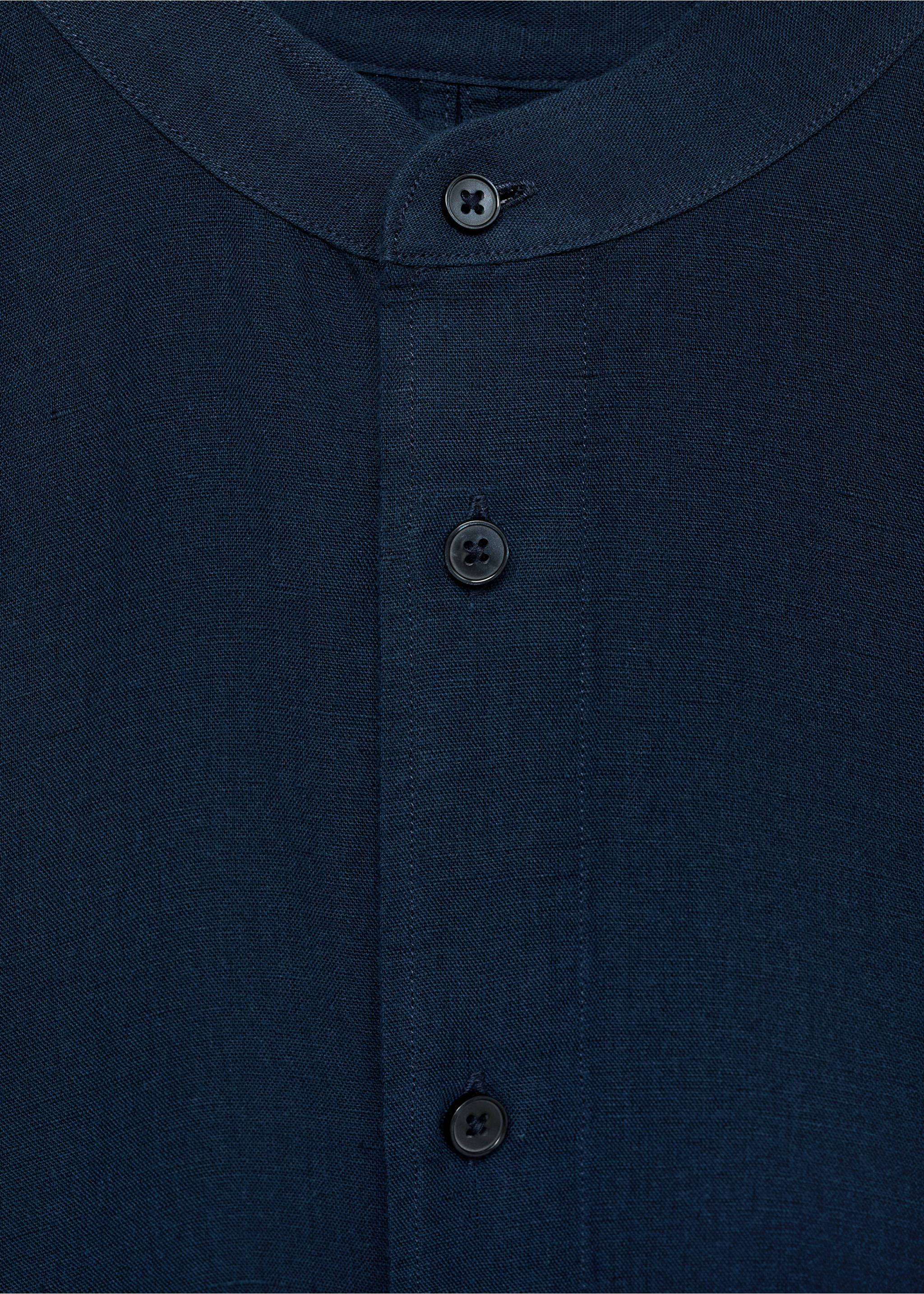 Mao collar linen shirt - Details of the article 8, Dark Navy. Ref: 17041249-00.