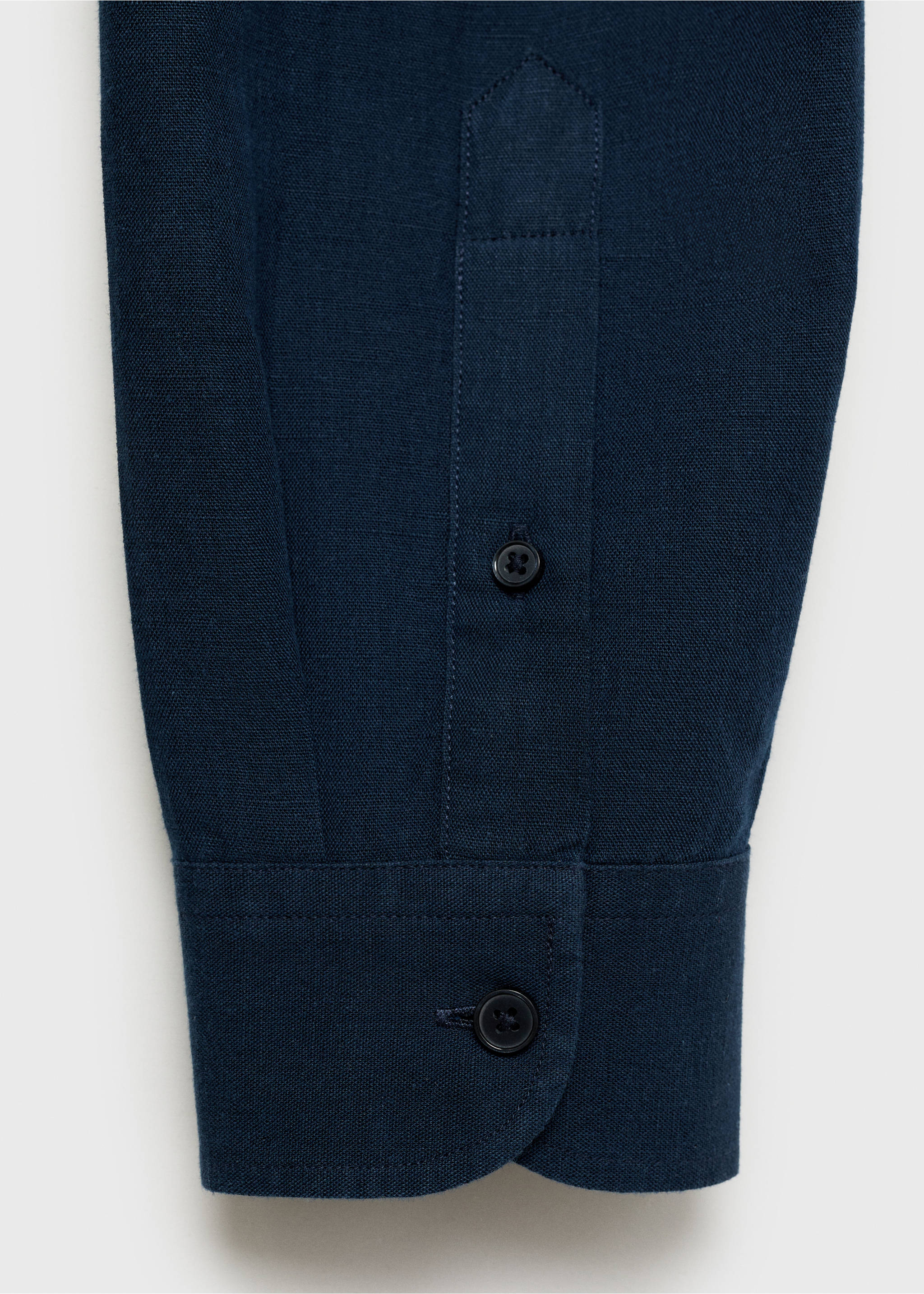 Mao collar linen shirt - Details of the article 0, Dark Navy. Ref: 17041249-00.