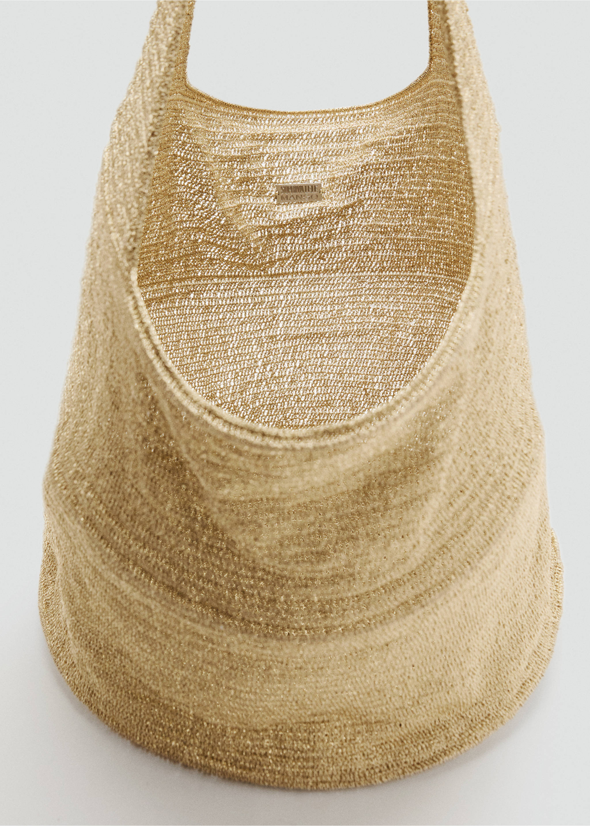 Lurex-Maxi-Shopper Bag mit rundem Boden - Detail des Artikels 1, Gold. Ref: 17041256-00.