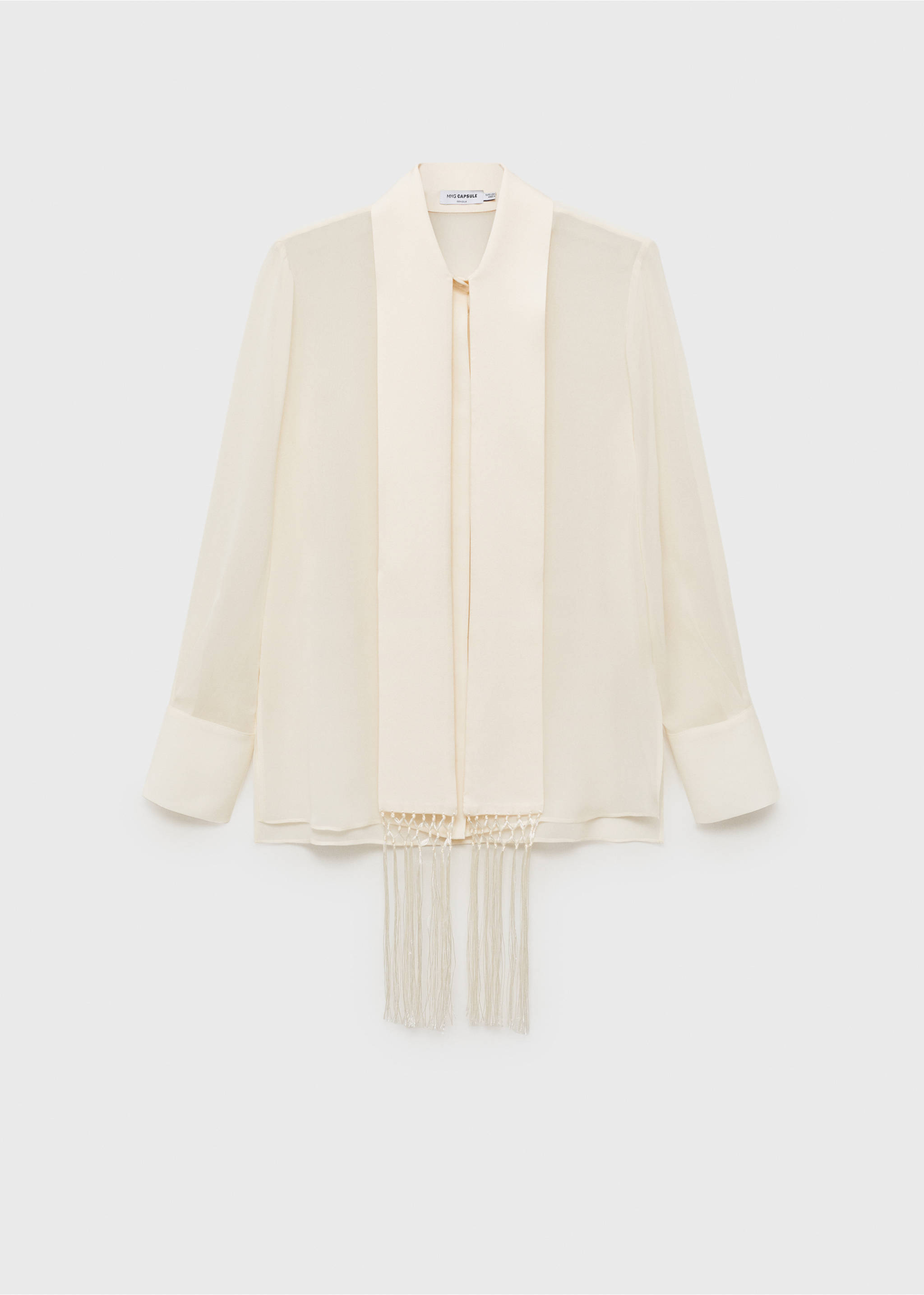 Silk shirt with fringed pocket square - Article without model, Off White. Ref: 17041257-00.