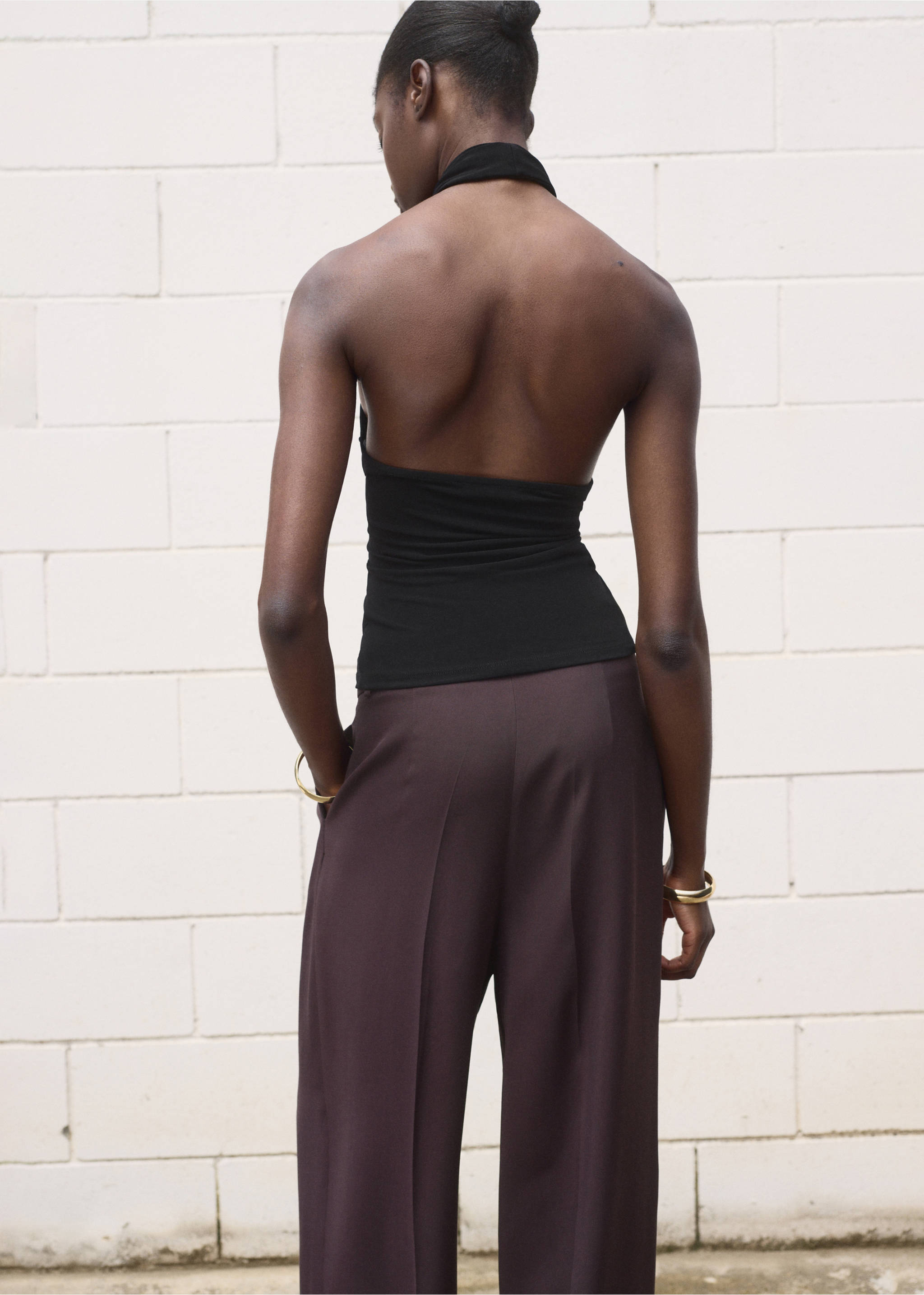 Crossed halter top - Reverse of the article, Black. Ref: 17041261-00.