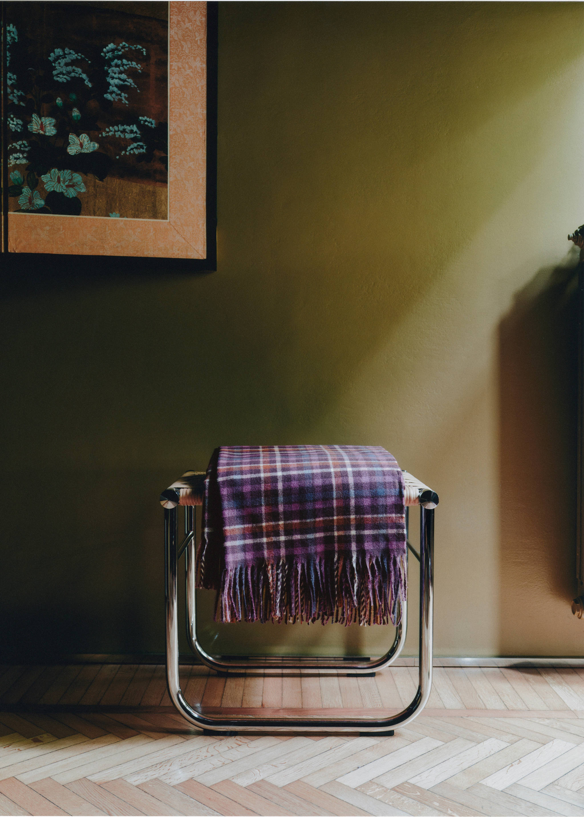 Fringed blanket with check design - Details of the article 6, Blackberry. Ref: 17041269-00.