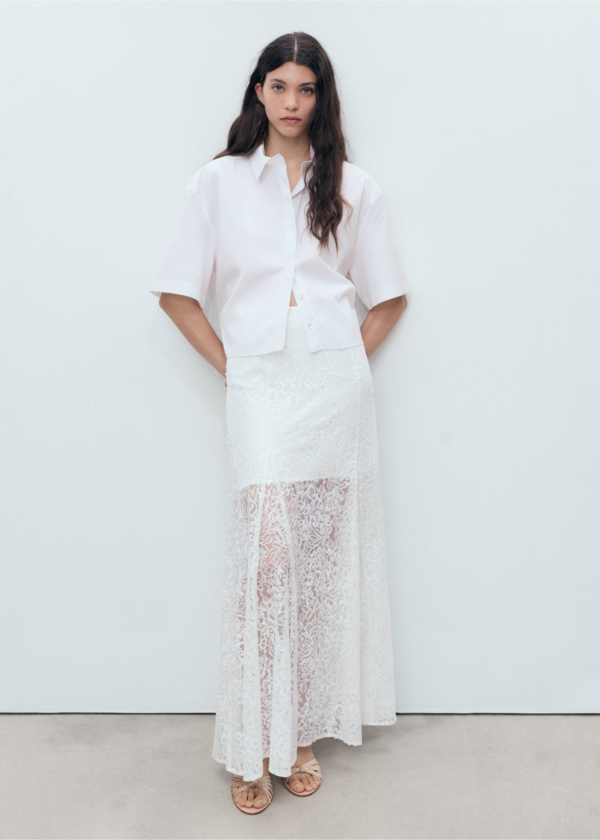 Cropped cotton shirt - General plane, White. Ref: 17041273-00.