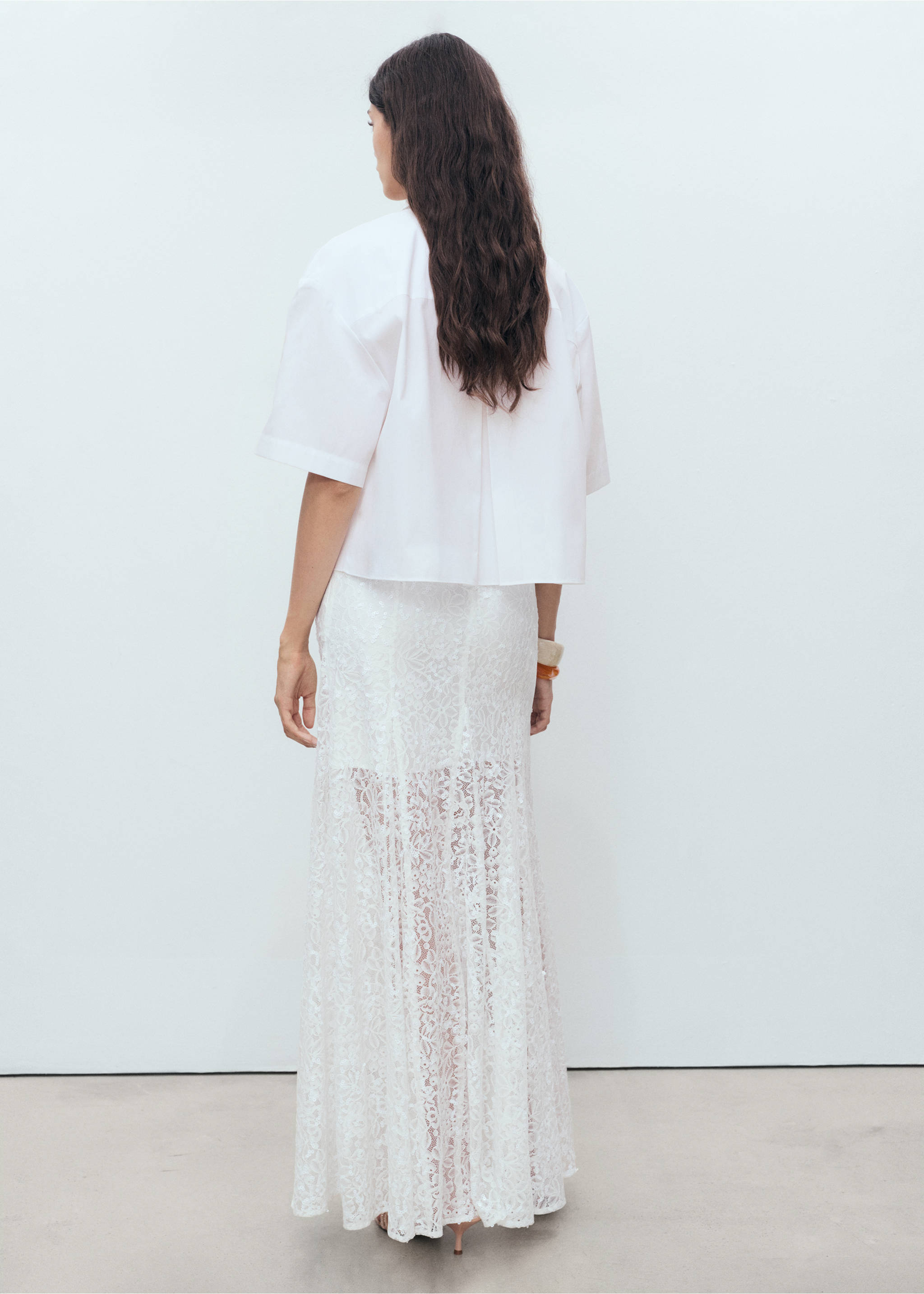 Cropped cotton shirt - Reverse of the article, White. Ref: 17041273-00.