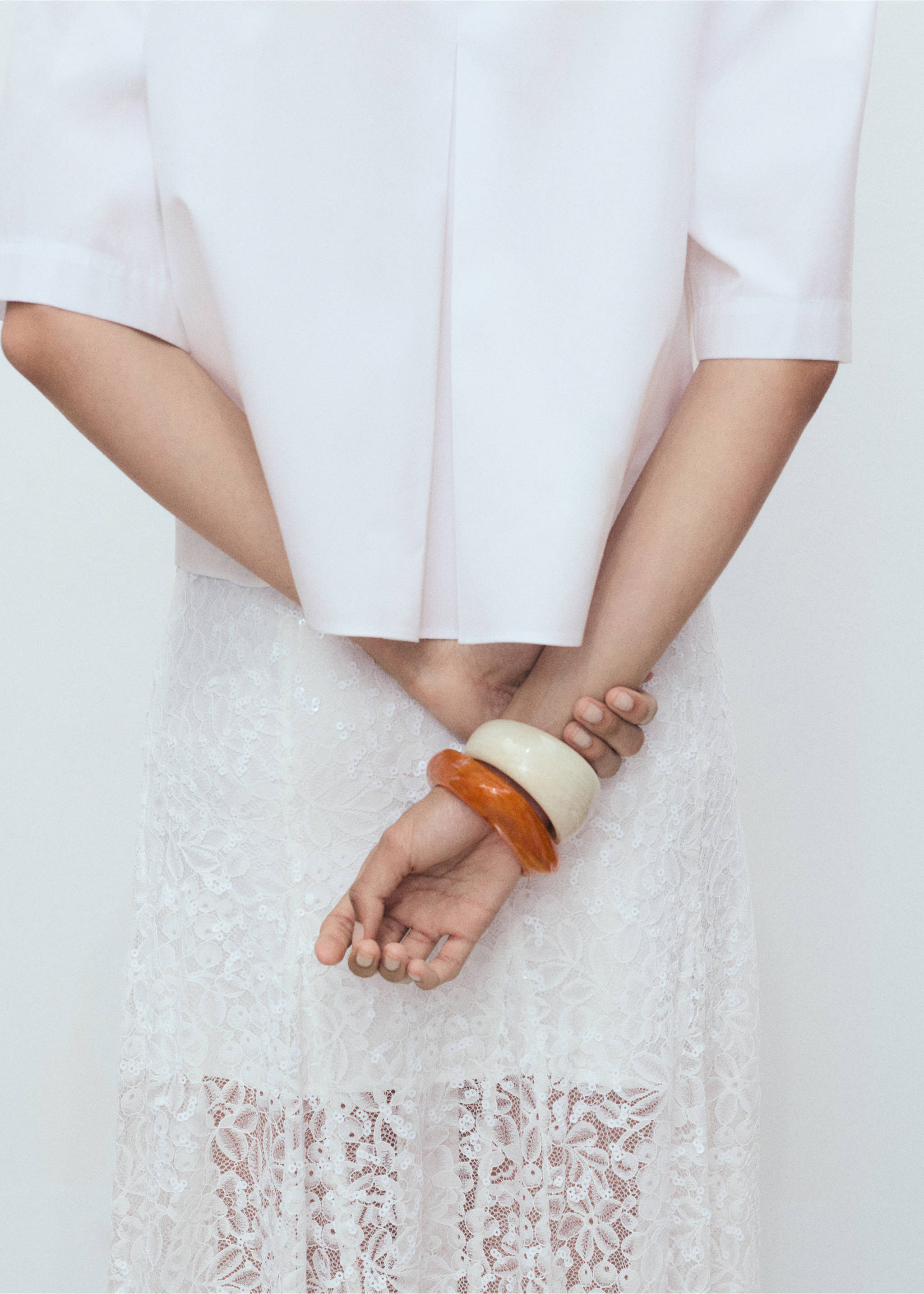 Cropped cotton shirt - Details of the article 1, White. Ref: 17041273-00.