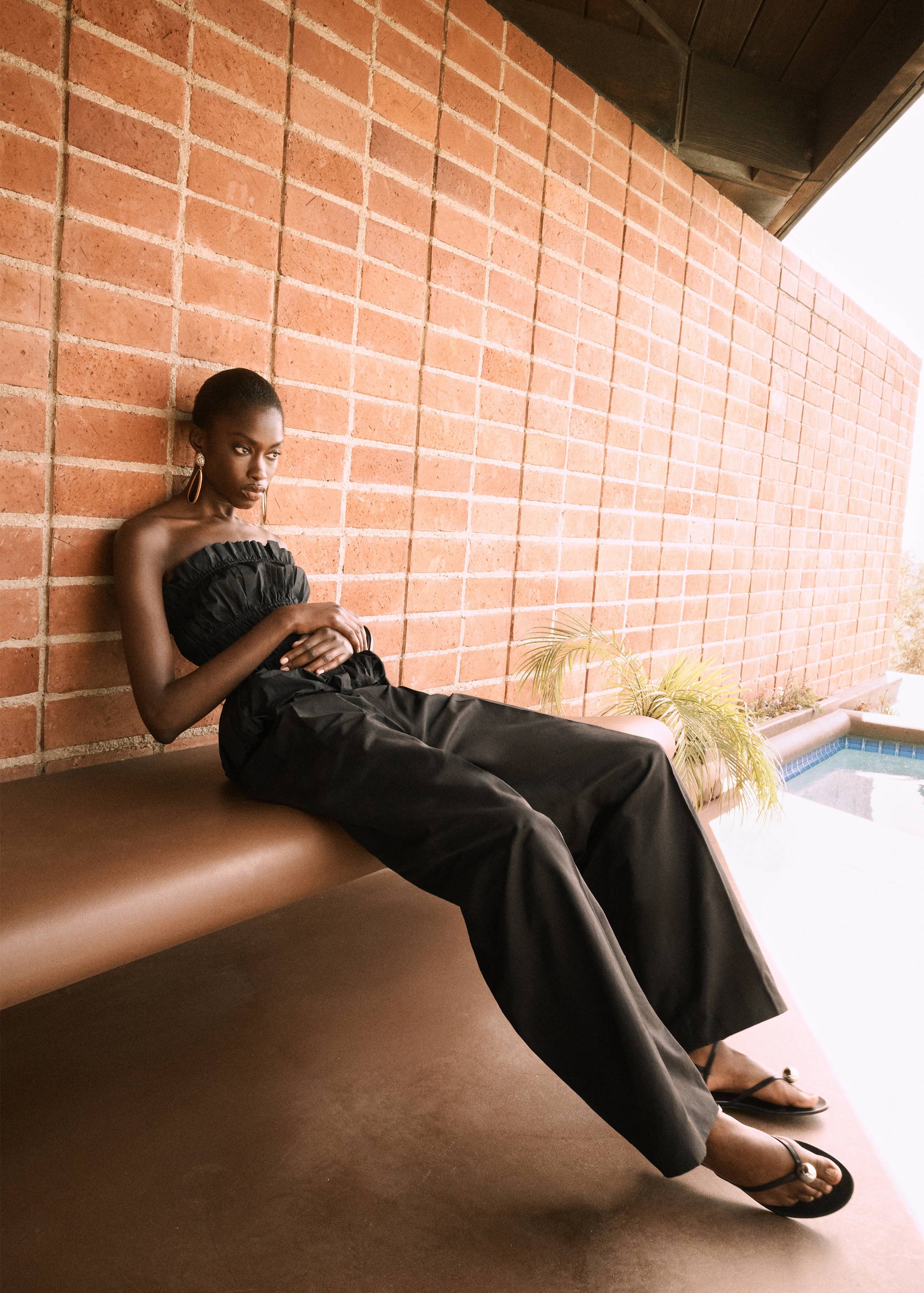 Straight-leg cotton pleated trousers - Details of the article 6