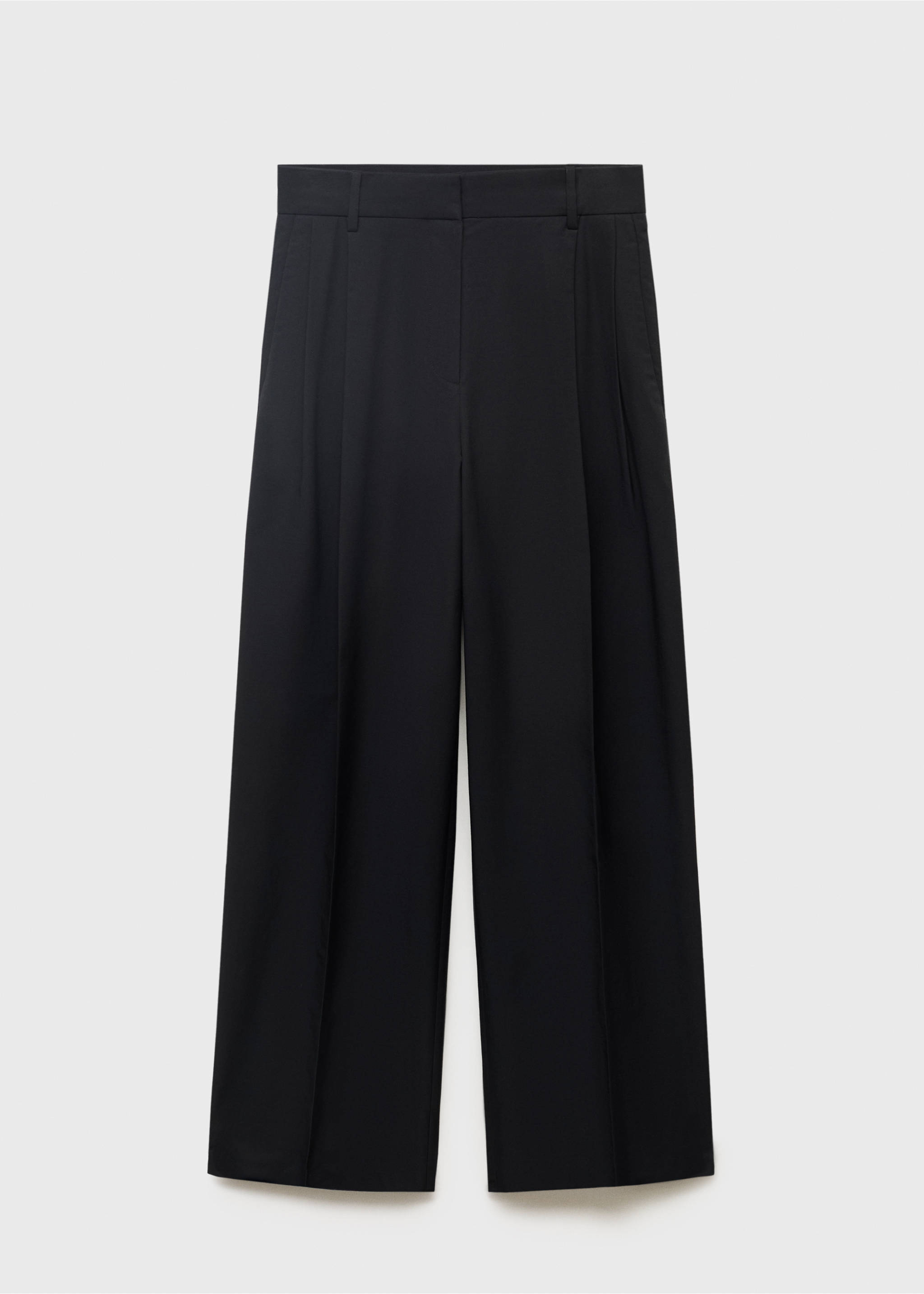 Straight-leg cotton pleated trousers - Article without model, Black. Ref: 17041274-00.