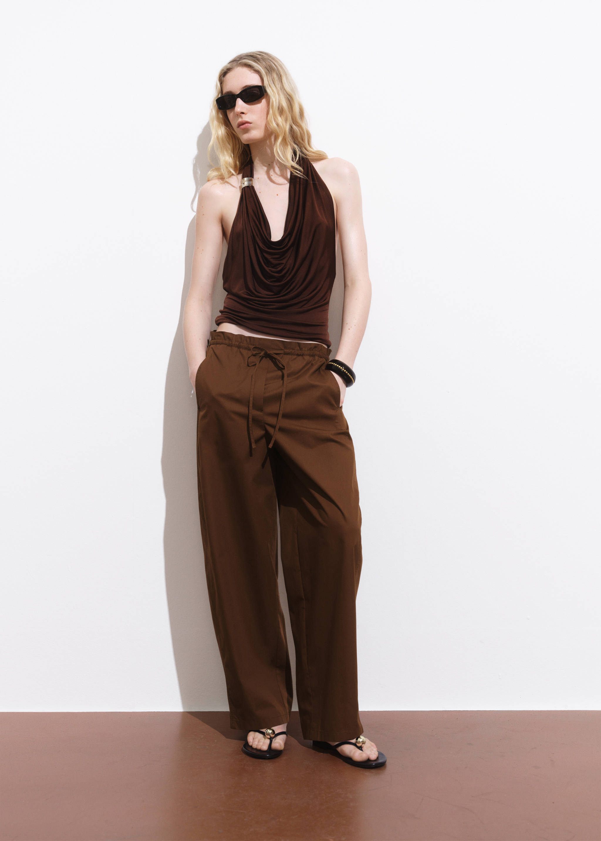 Paperbag trousers with bow - General plane