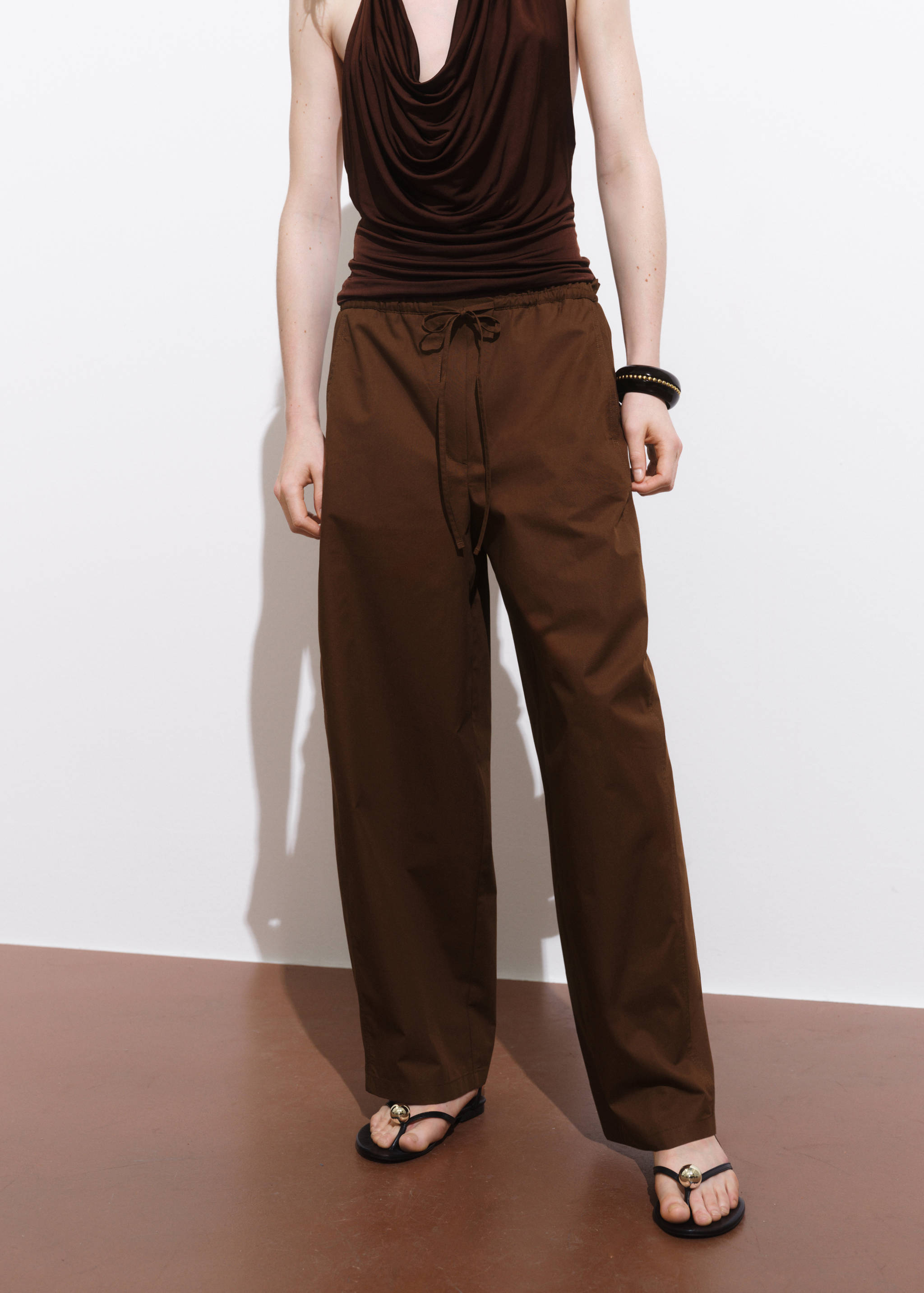Paperbag trousers with bow - Medium plane