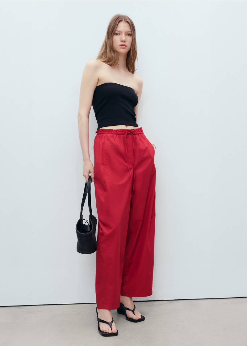 Paperbag pants with bow - Red