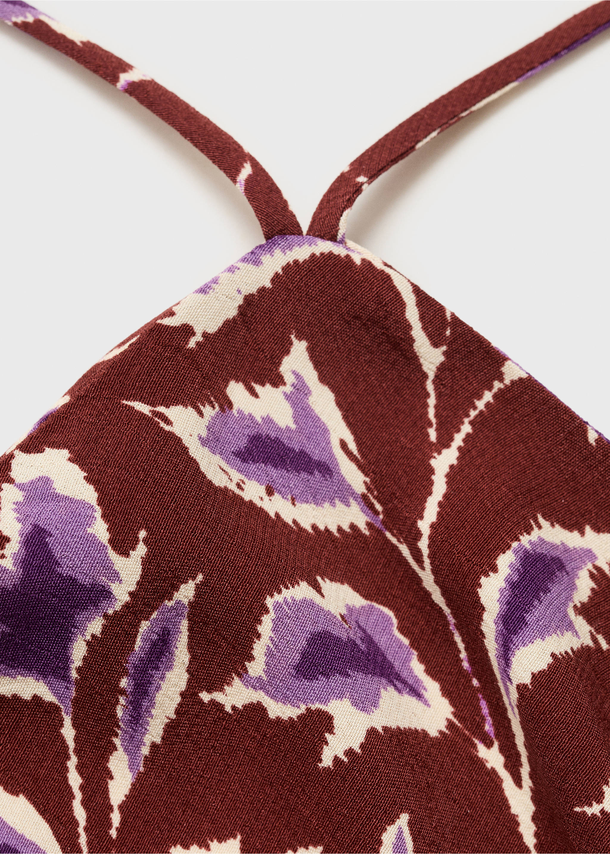 Floral-print halter dress - Details of the article 8, Brown. Ref: 17041289-00.