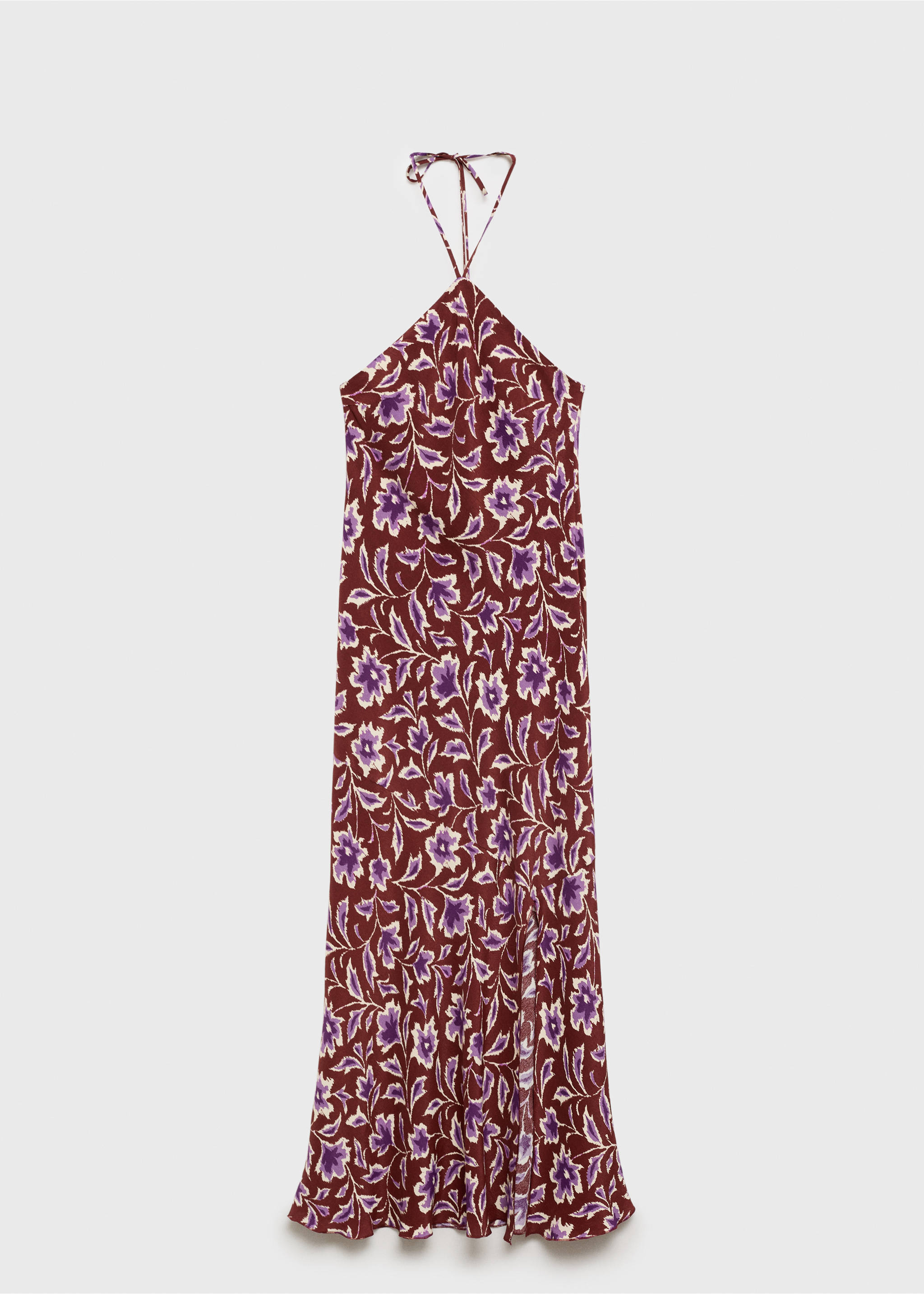Floral-print halter dress - Article without model, Brown. Ref: 17041289-00.