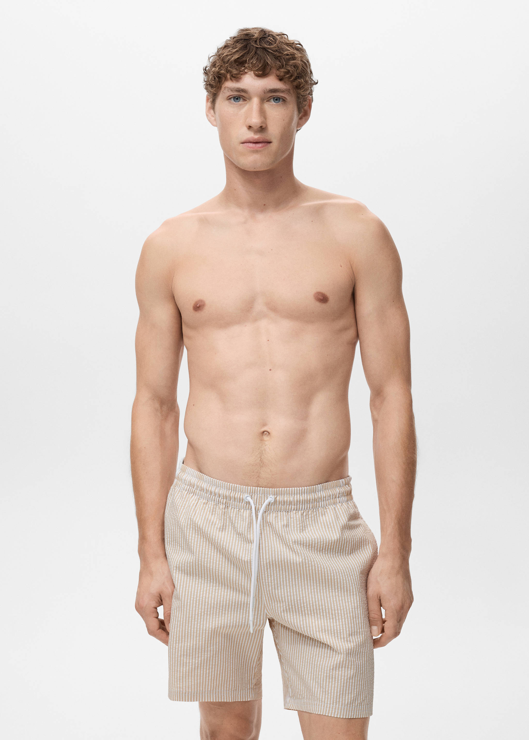 Plavky s efektem seersucker - Náhled ve středové rovině