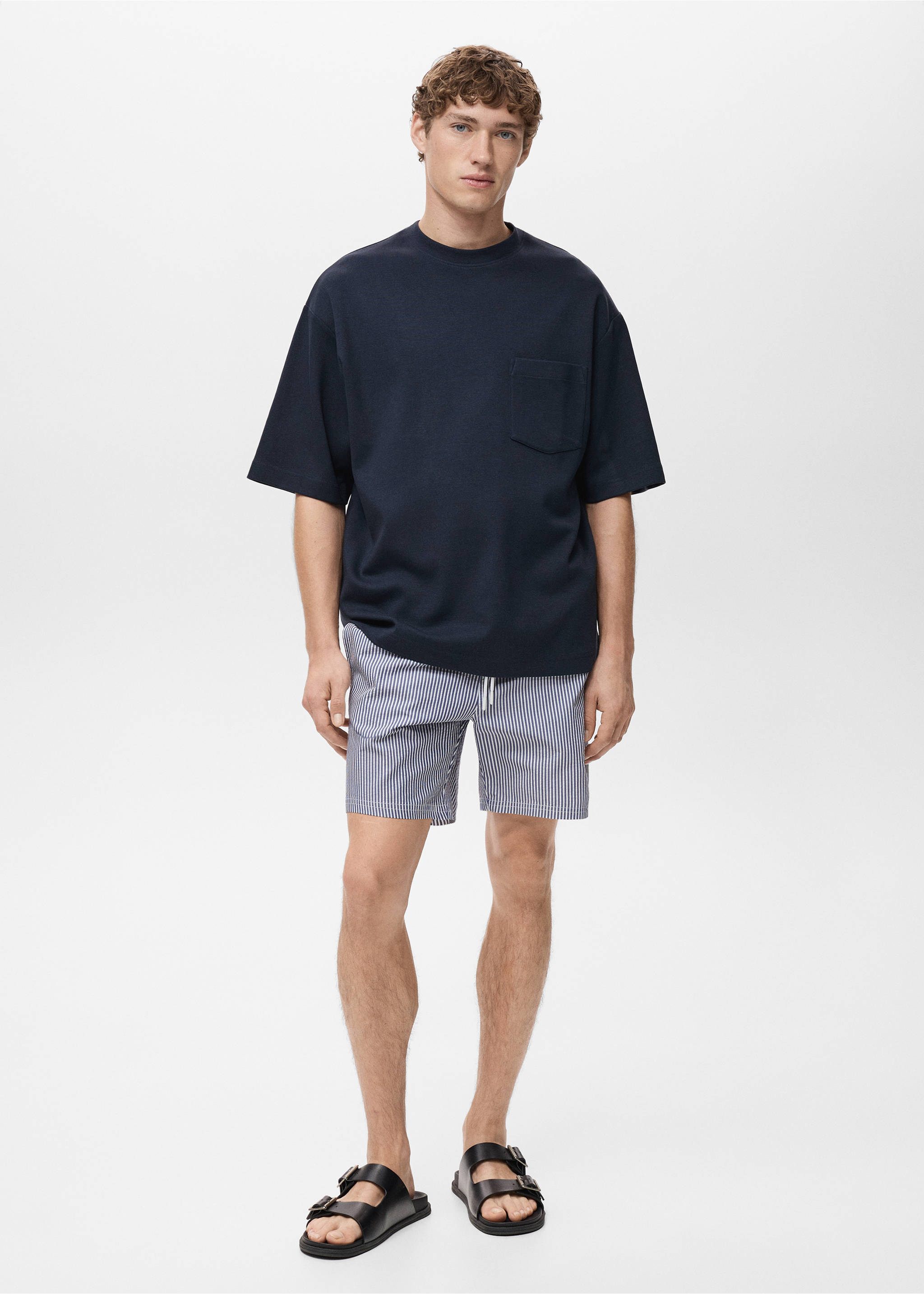 Seersucker swimming trunks - General plane, Dark Navy. Ref: 17041290-00.