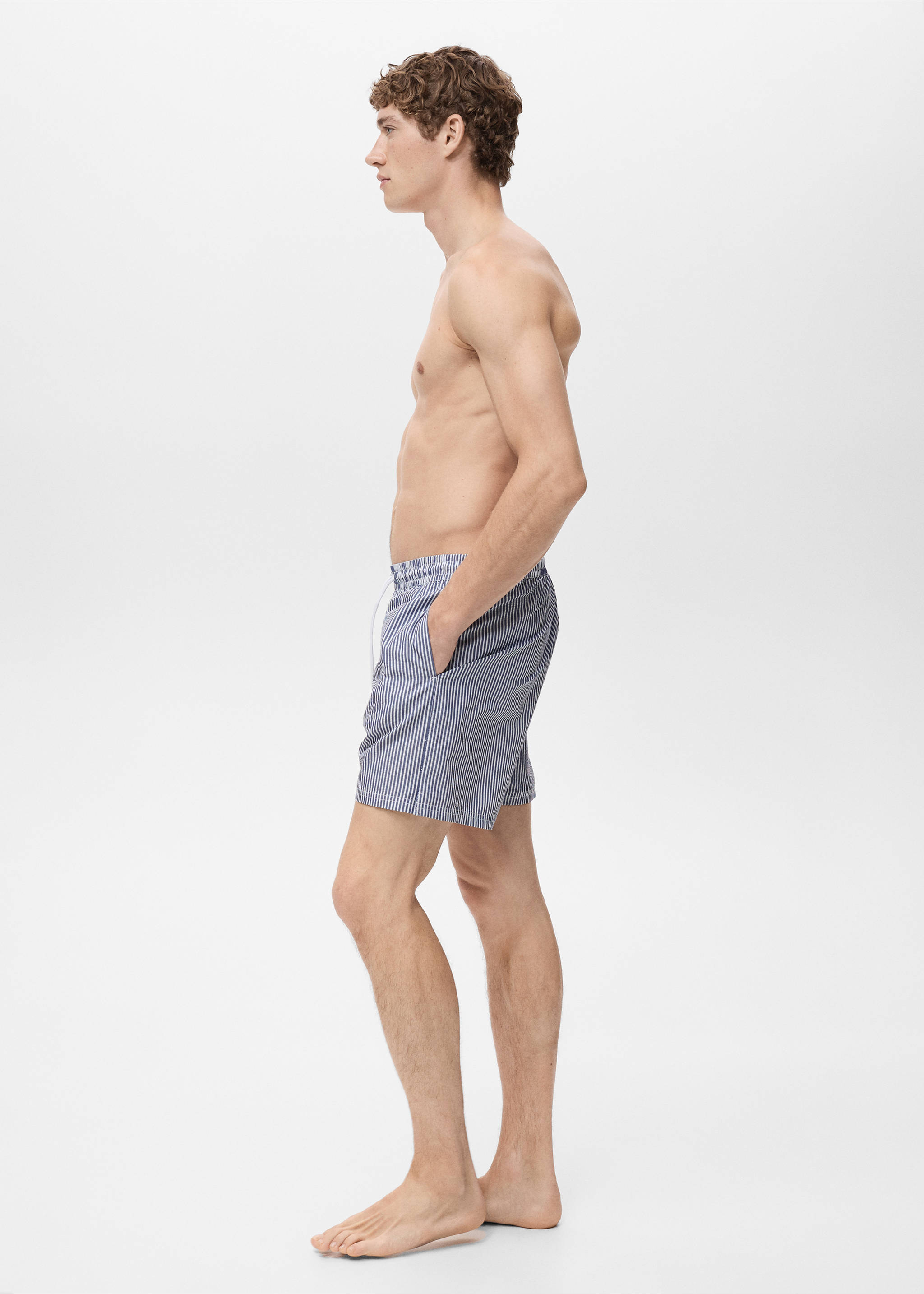 Seersucker swimming trunks - Details of the article 2, Dark Navy. Ref: 17041290-00.