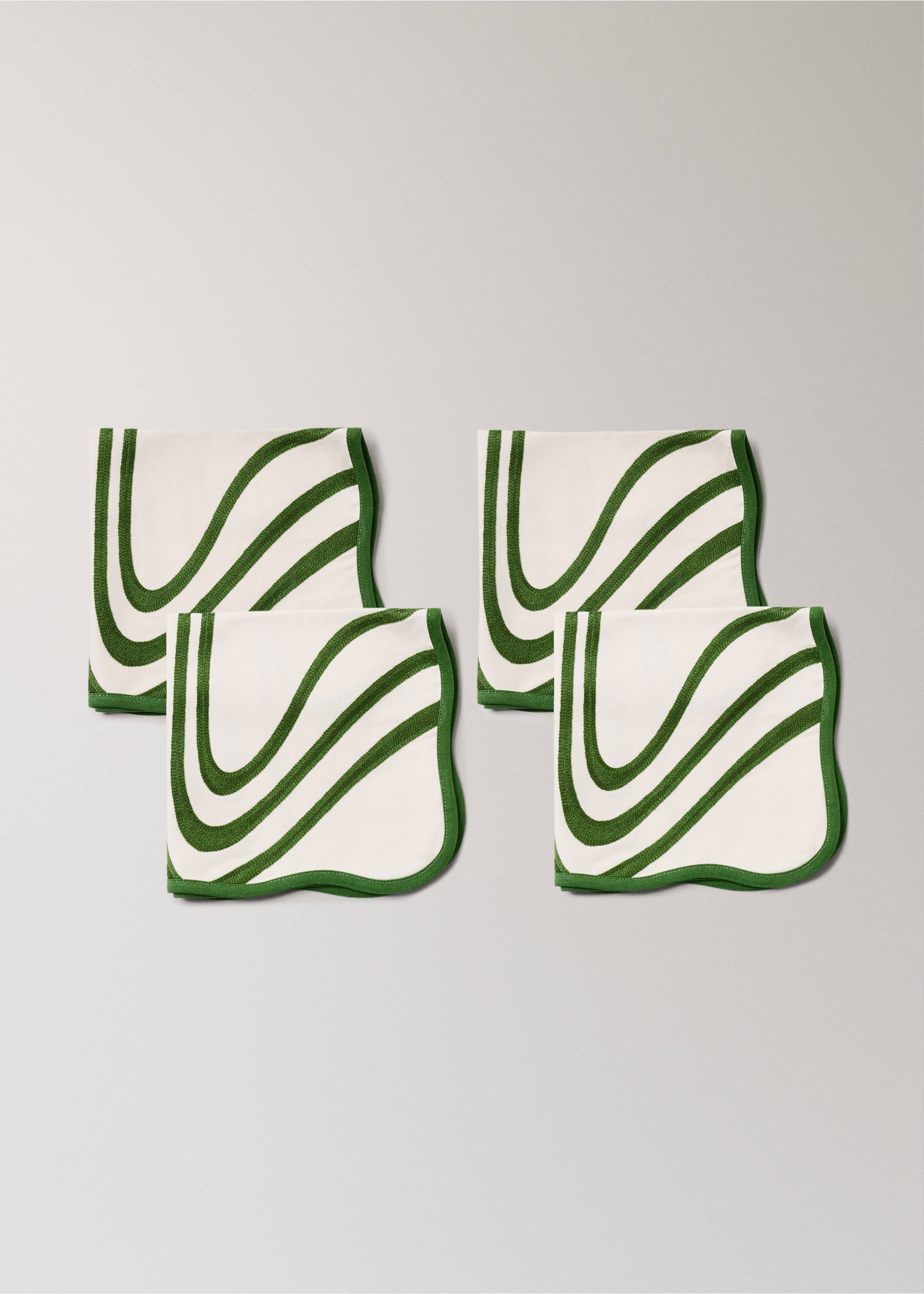 Serviette en coton brodé avec ondulations - Détail de l'article 1, Vert. Ref: 17041291-00.