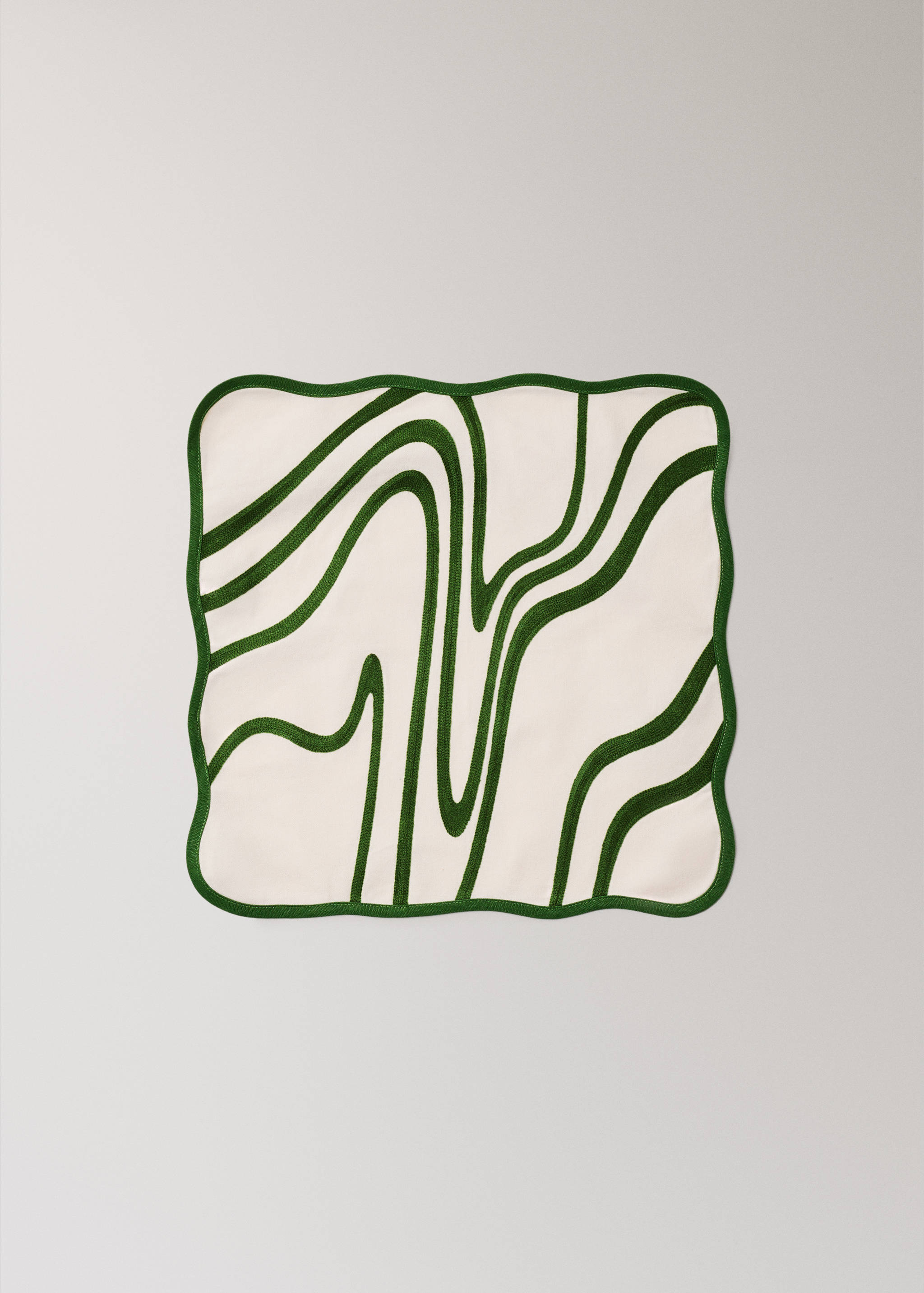 Embroidered cotton napkin with waves - Article without model
