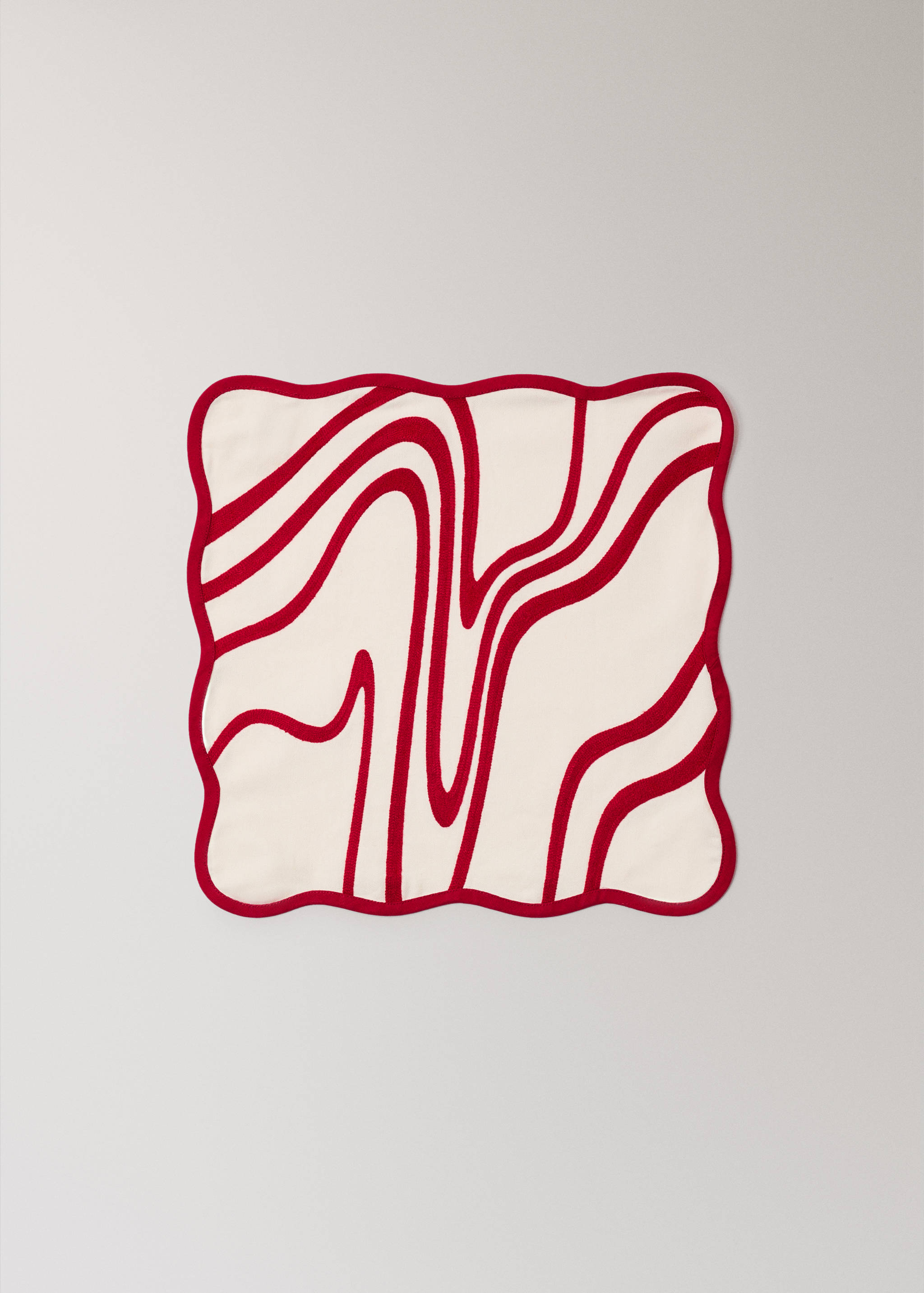 Embroidered cotton napkin with waves - Article without model