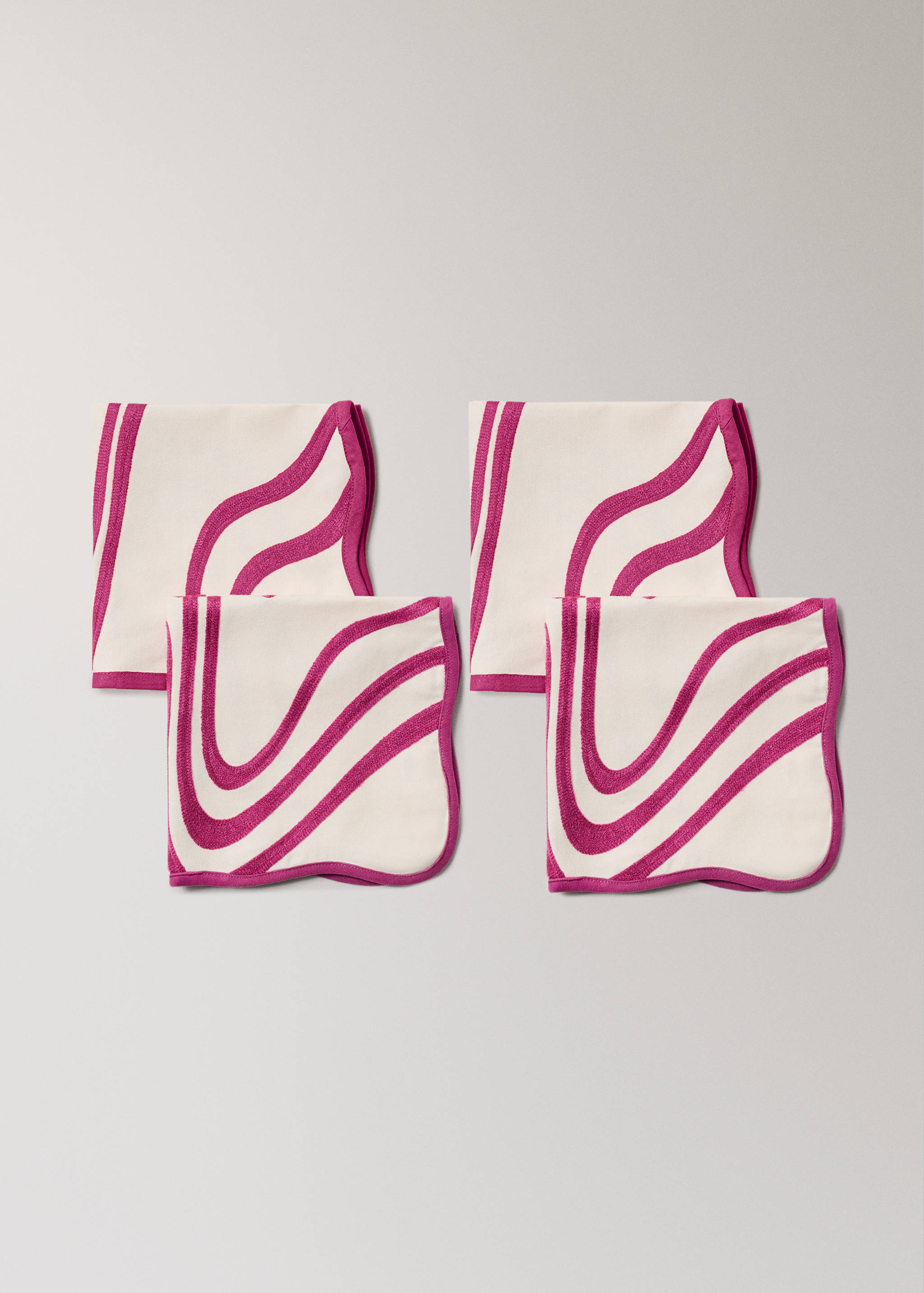 Embroidered cotton napkin with waves - Details of the article 1