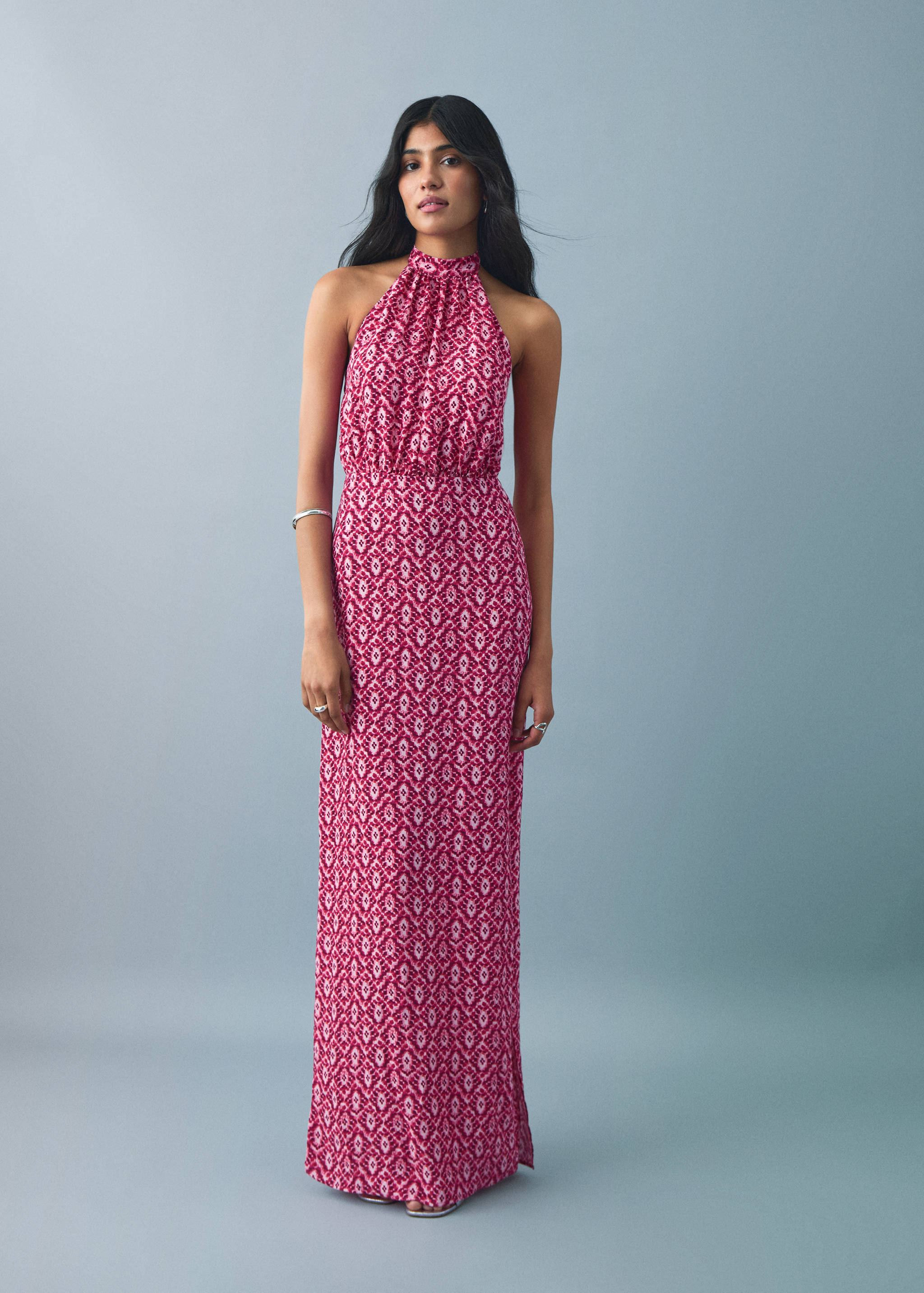 Halter-neck printed dress - General plane