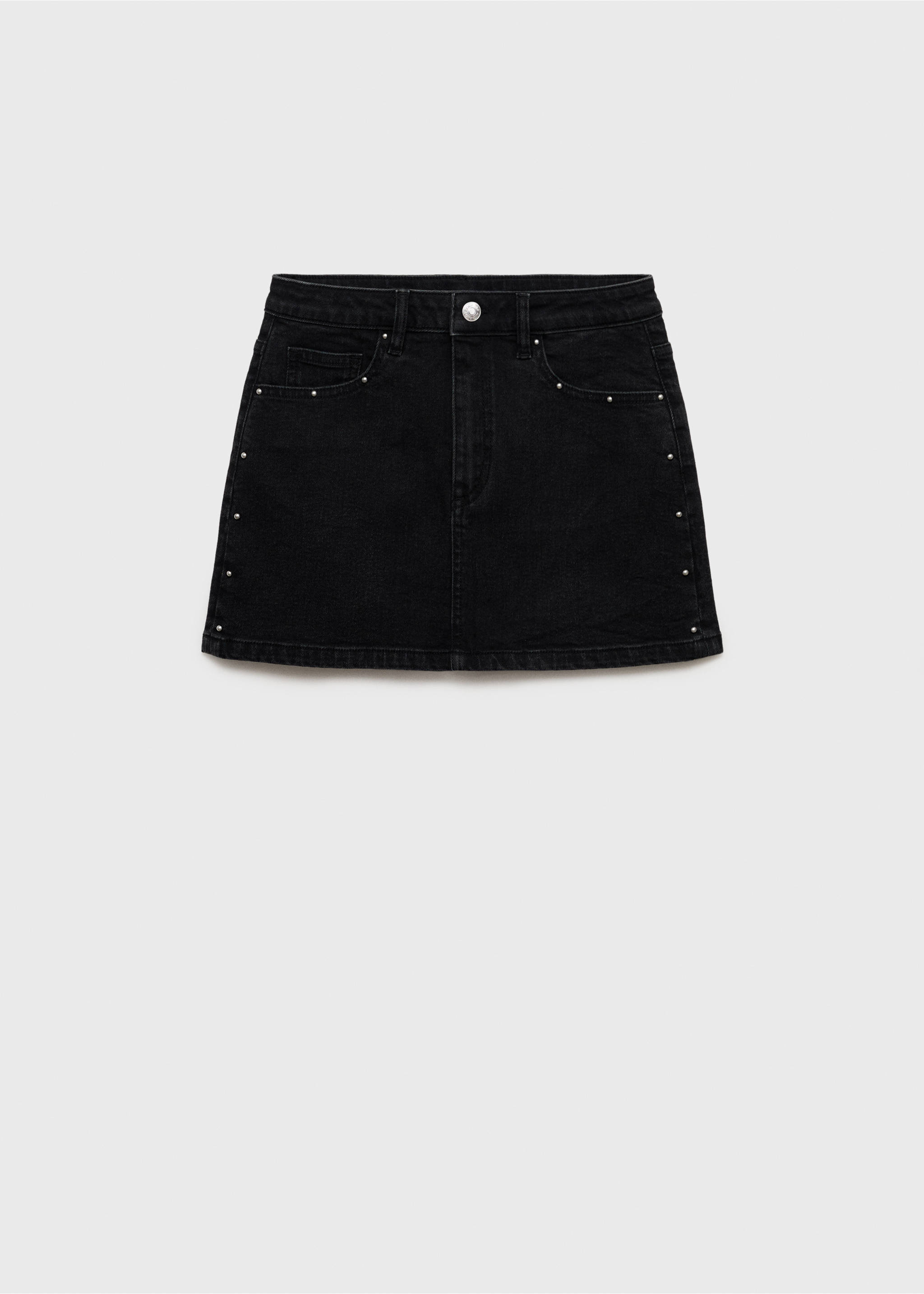 Studded mini-skirt - Article without model, Black denim. Ref: 17041514-00.