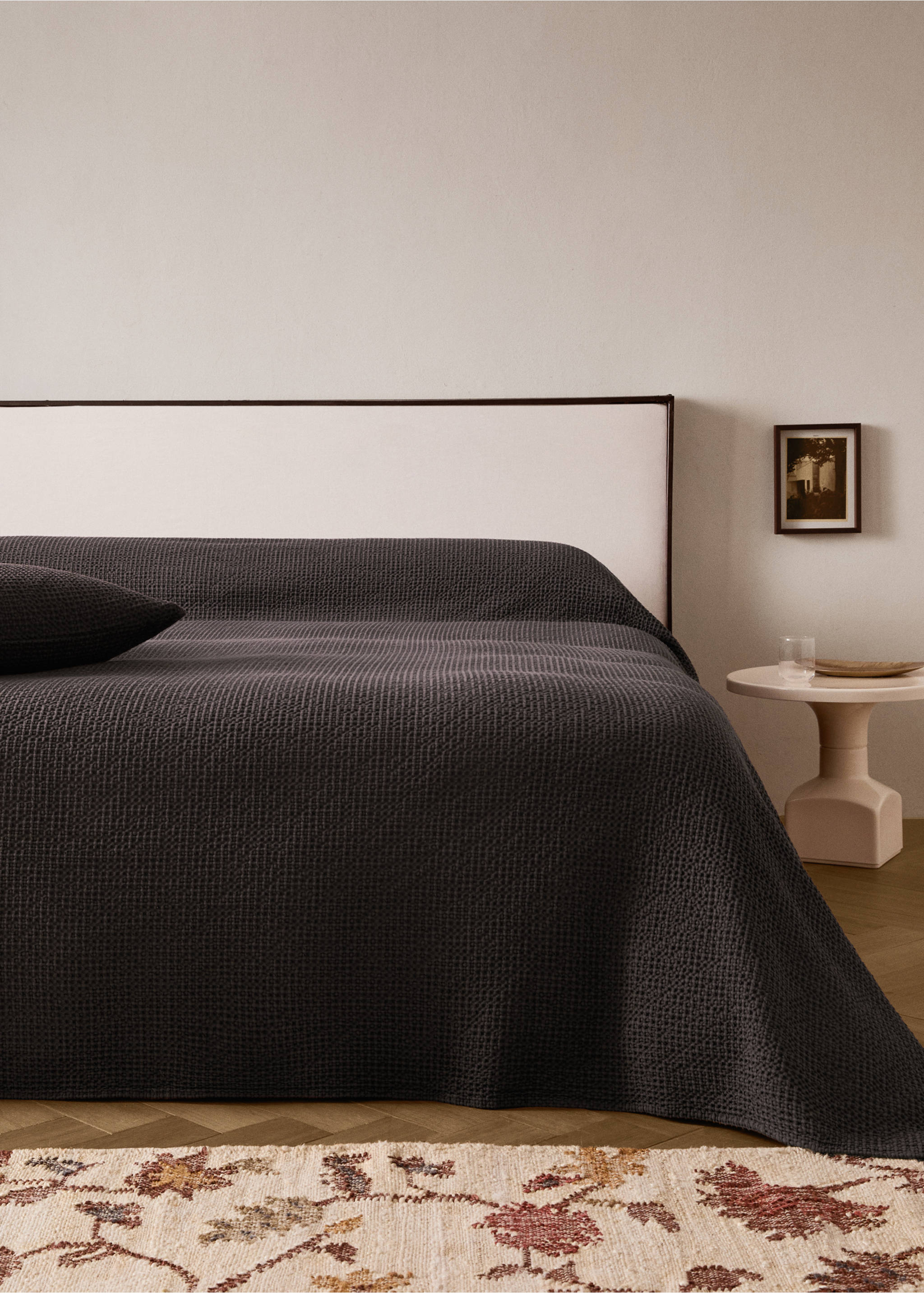 Cotton waffle garment-dyed bedspread for 180/200 cm bed - General plane, Dark Red. Ref: 17041534-00.