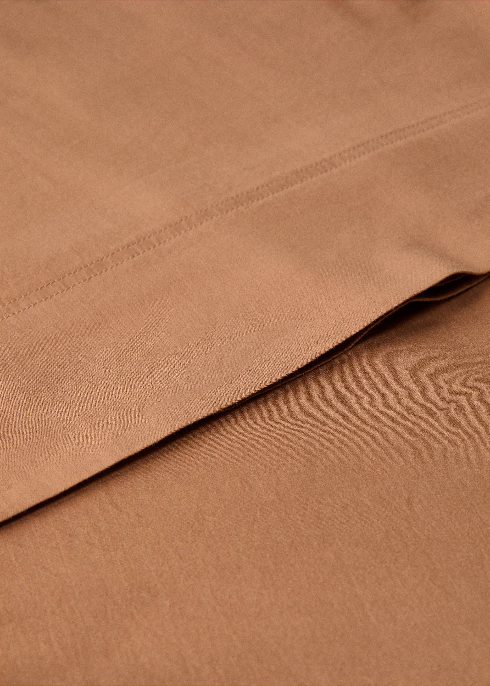 Drap plat coton satin lavé double surpiqûre lit 90 cm - Détail de l'article 1, Orange brûlé. Ref: 17041537-00.