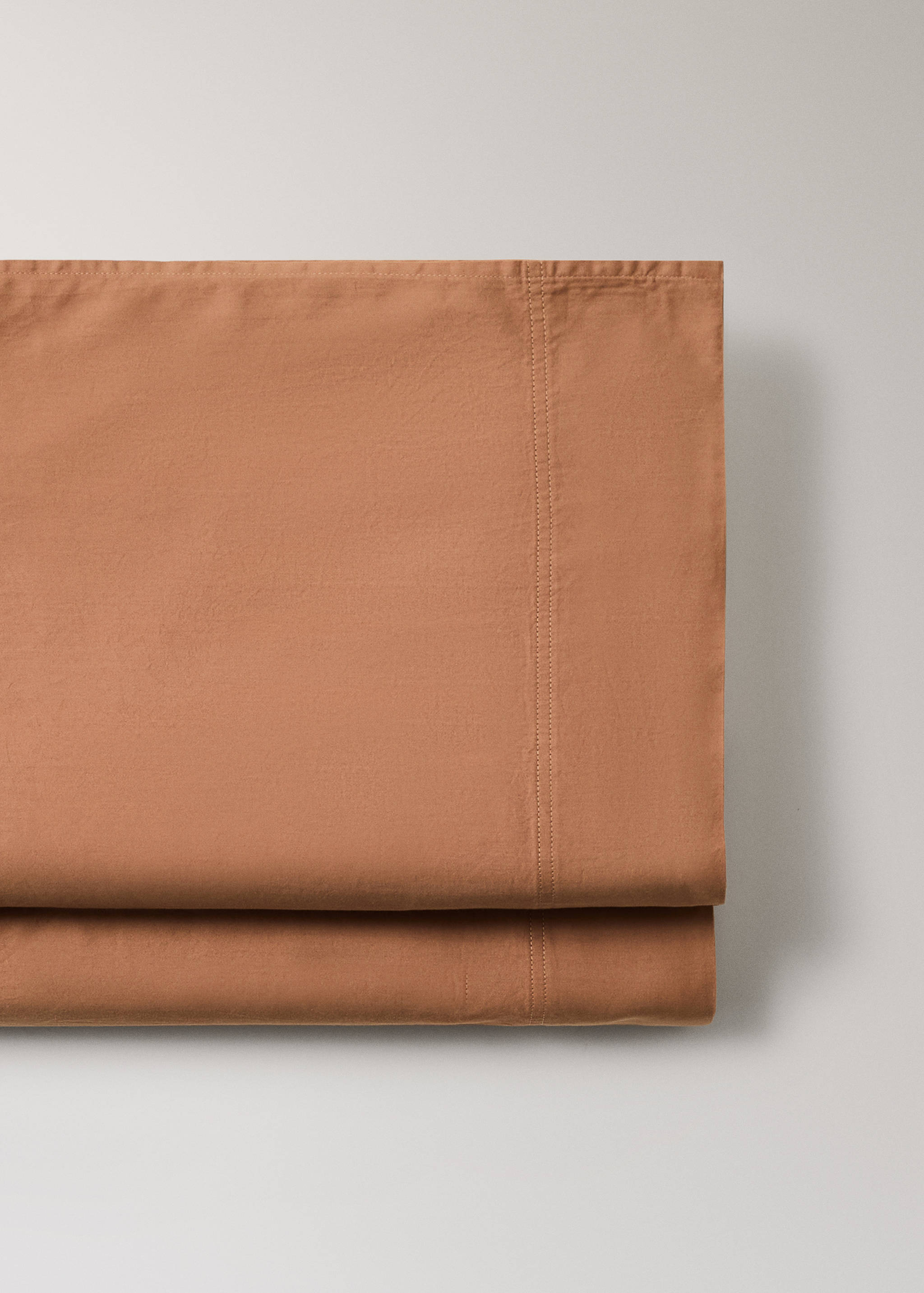 Drap plat coton satin lavé double surpiqûre lit 90 cm - Détail de l'article 2