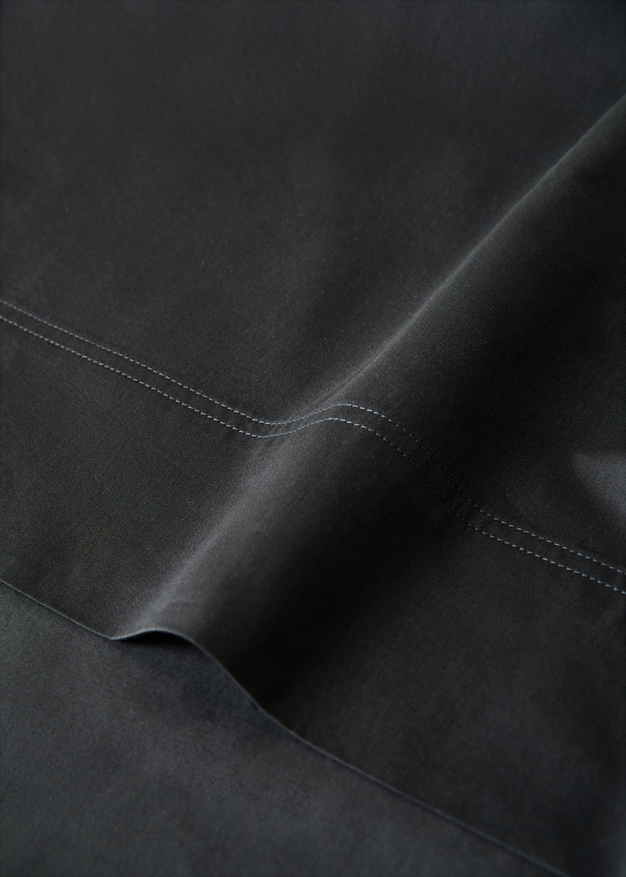 Drap plat coton satin lavé double surpiqûre lit 90 cm - Détail de l'article 1